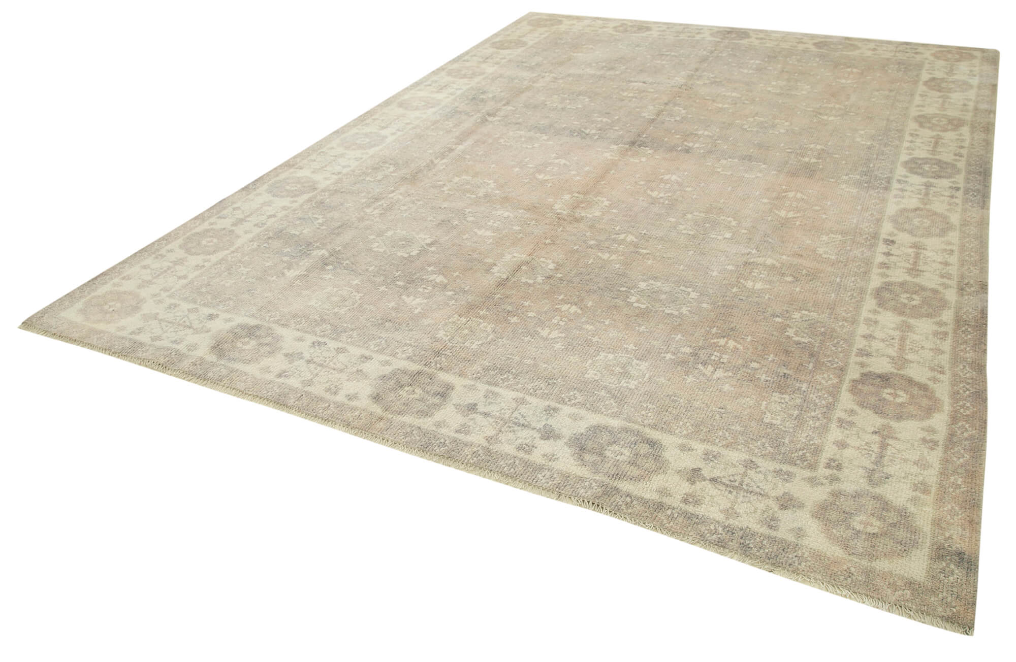 Handmade Wool Area Rug | Durable Cotton Wool Rug Classic Beige Vintage Carpet
