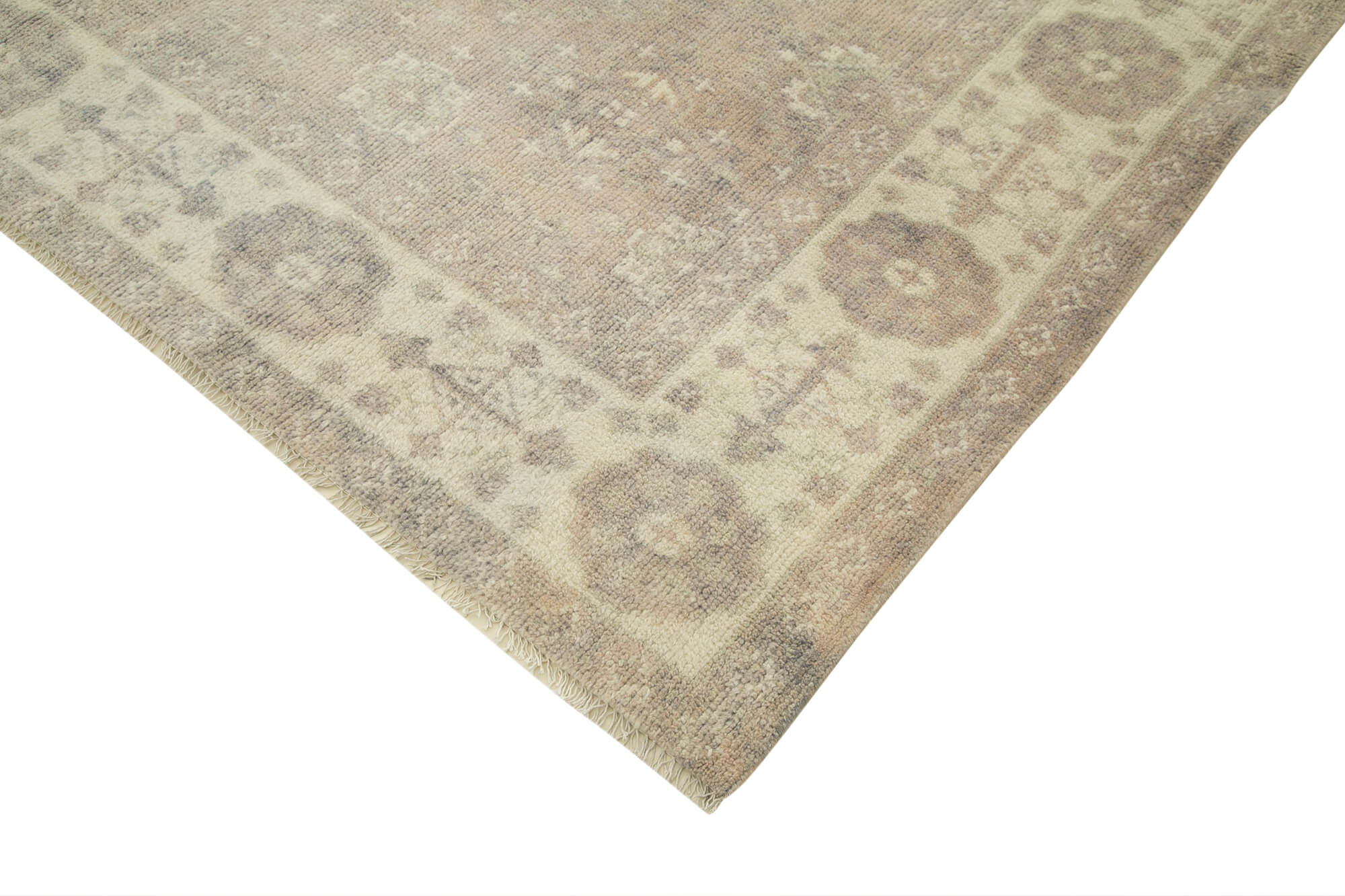 Handmade Wool Area Rug | Durable Cotton Wool Rug Classic Beige Vintage Carpet