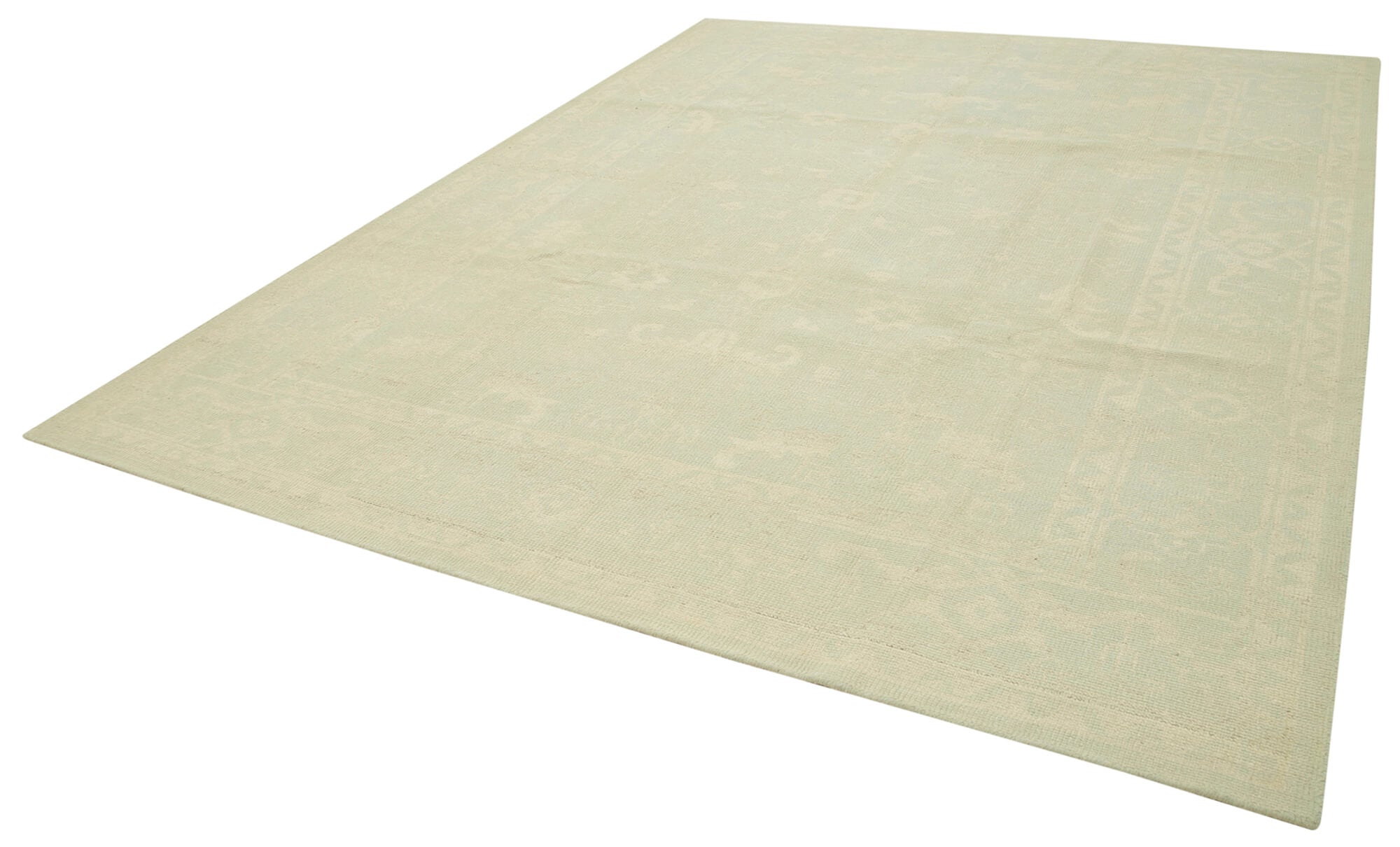 Handmade Wool Area Rug - Tebriz Classic Beige Cotton Wool Rug 9'x11'11''