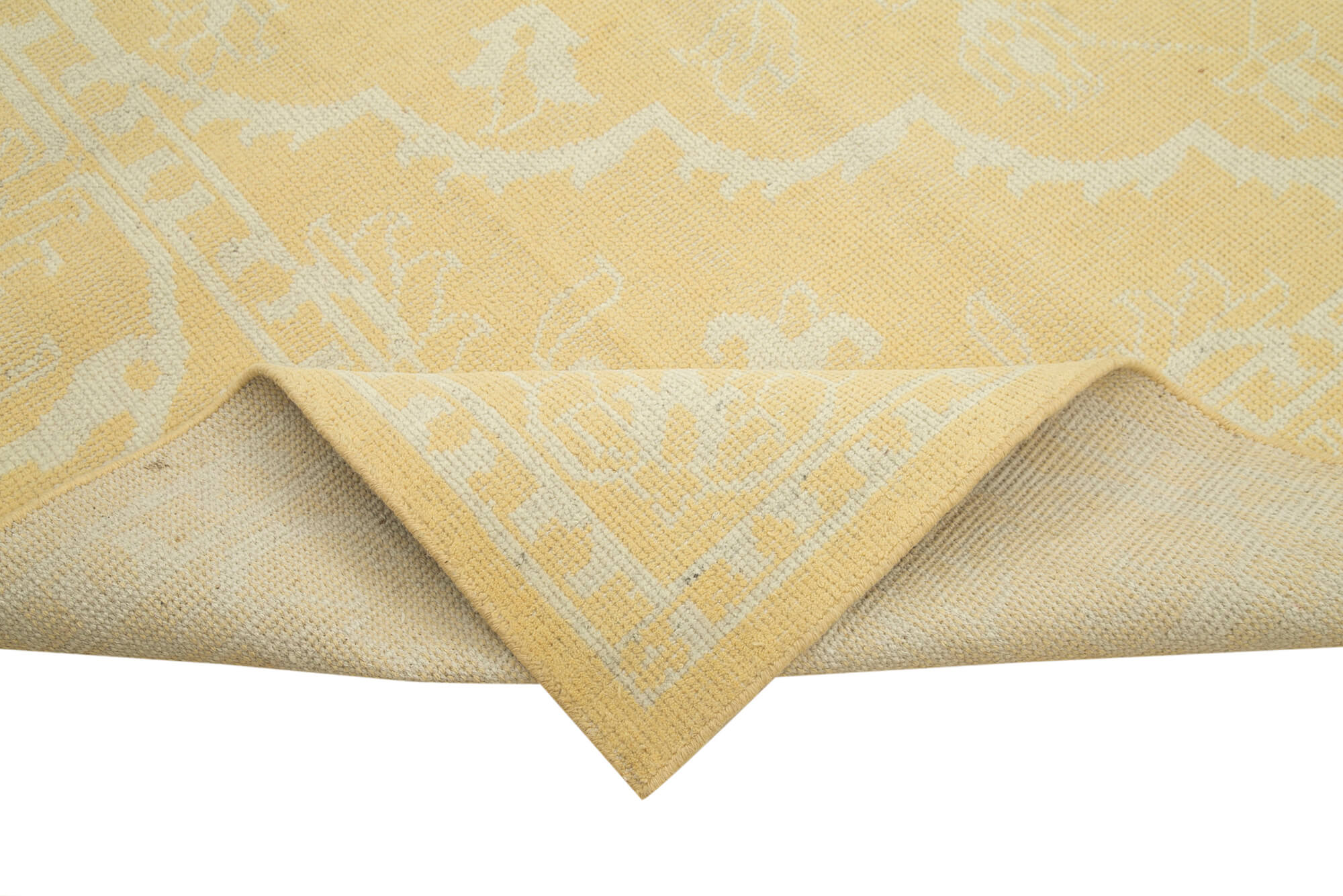 Tebriz Yellow Classic Cotton Wool Handmade Area Rug 8'11'' x 11'11''