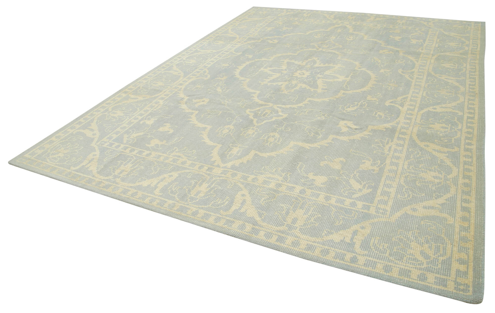 Handmade Wool Area Rug – Classic Beige Rug with Durable Cotton Weave 8'11''x12'0''