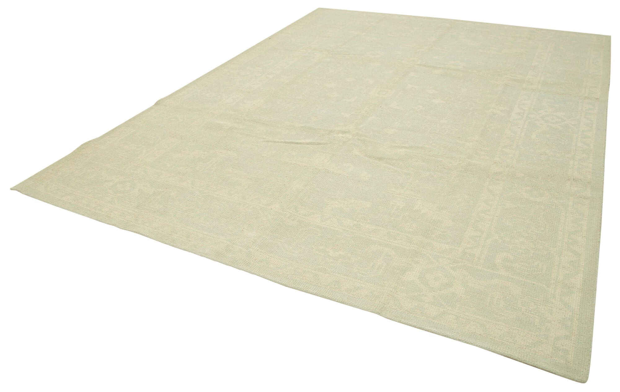 Handmade Cotton Wool Rug – Classic Beige Area Rug, Durable Wool Carpet 8'11''x12'