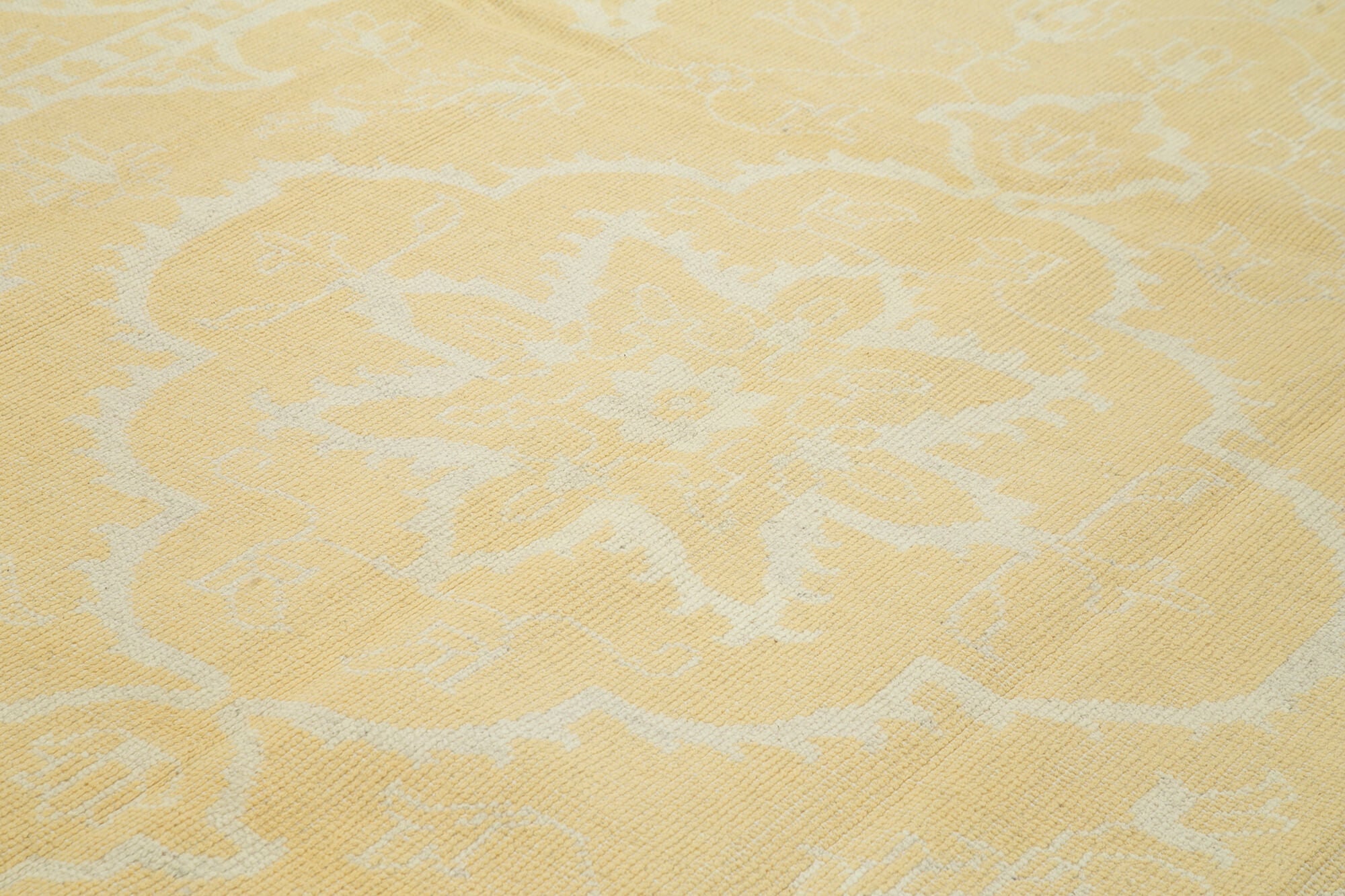 Handmade Wool Area Rug – Tebriz Yellow Classic Cotton Wool Carpet 9'1" x 12'0"