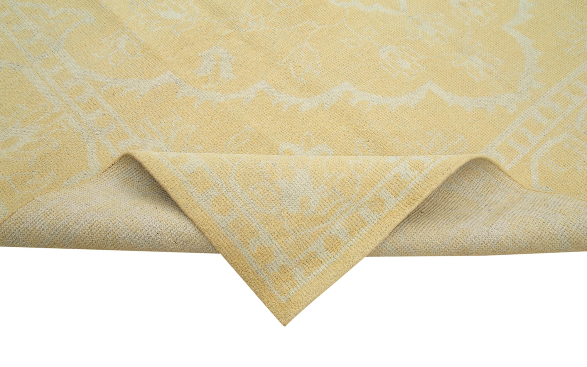 Handmade Wool Area Rug - Tebriz Classic Yellow Cotton Wool Rug 8x12 by Agacan