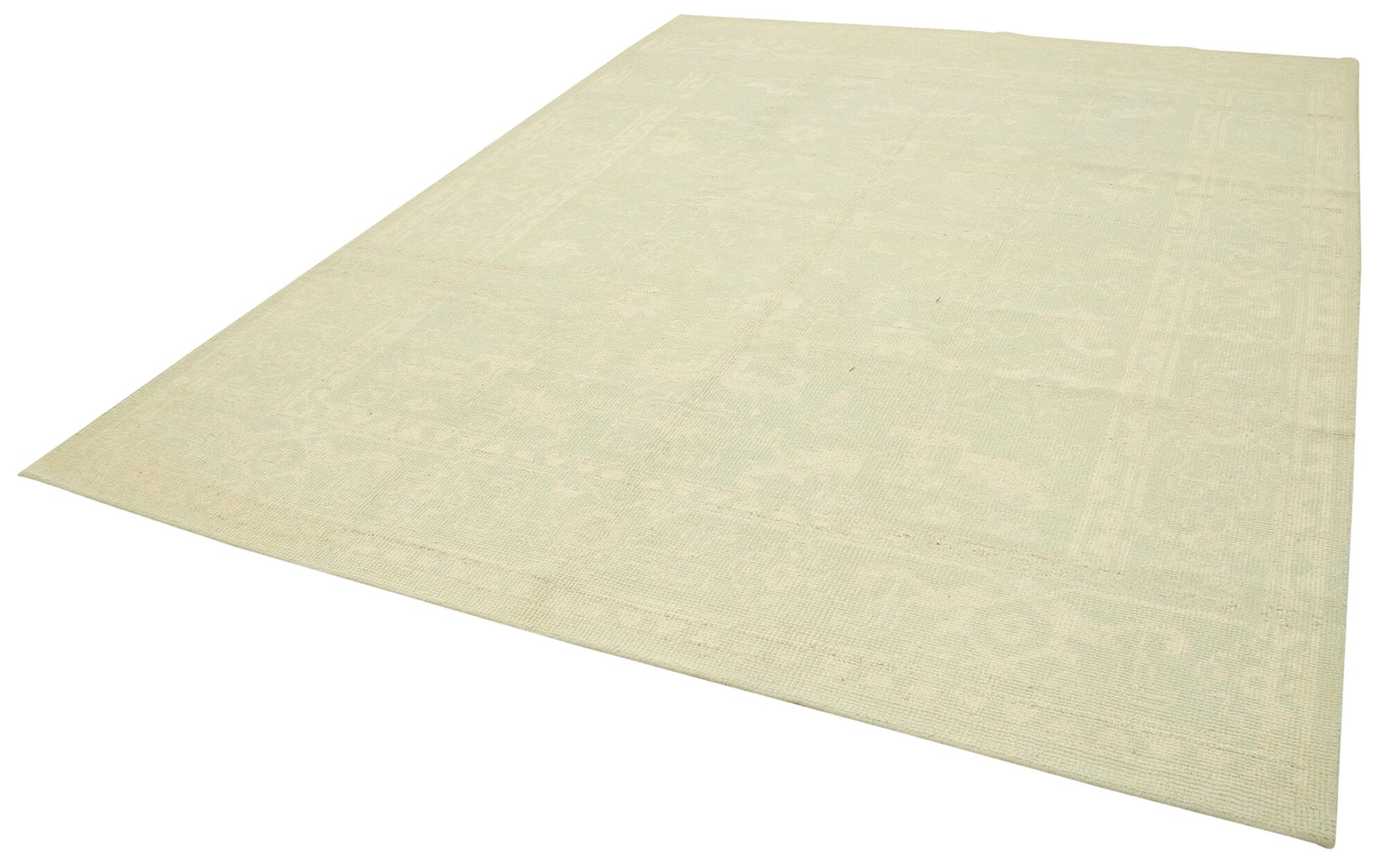 Handmade Wool Area Rug – Classic Beige Cotton Wool Rug 7'11''x10'1'' Turkish Vintage