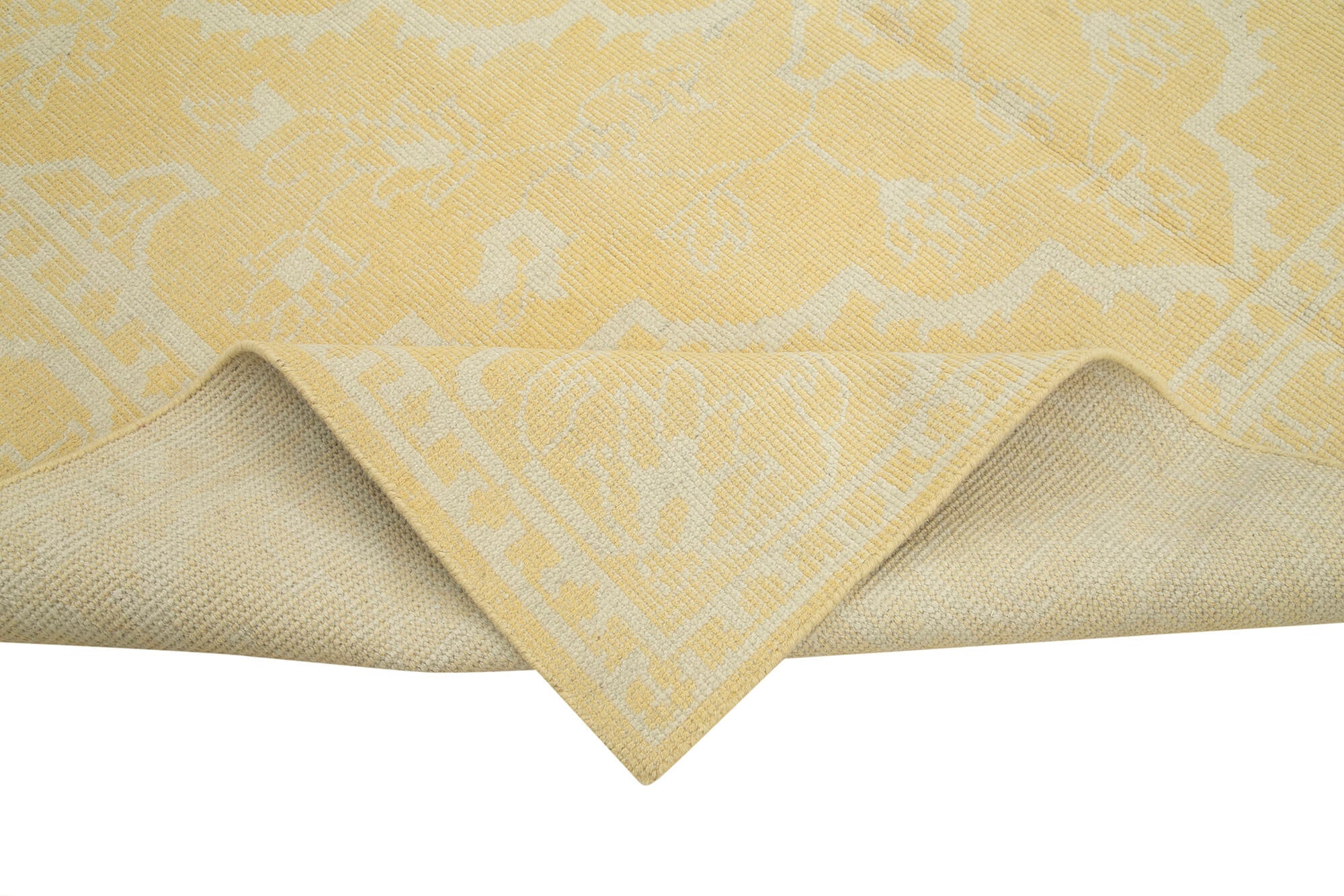 Handmade Wool Area Rug - Tebriz Yellow Classic Cotton Wool Carpet 8'x9'11"
