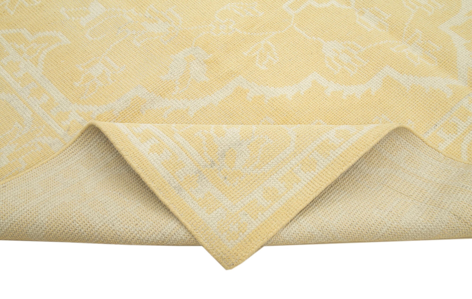 Handmade Wool Area Rug – Vintage Turkish Carpet 8'x10' Yellow Classic Cotton Blend
