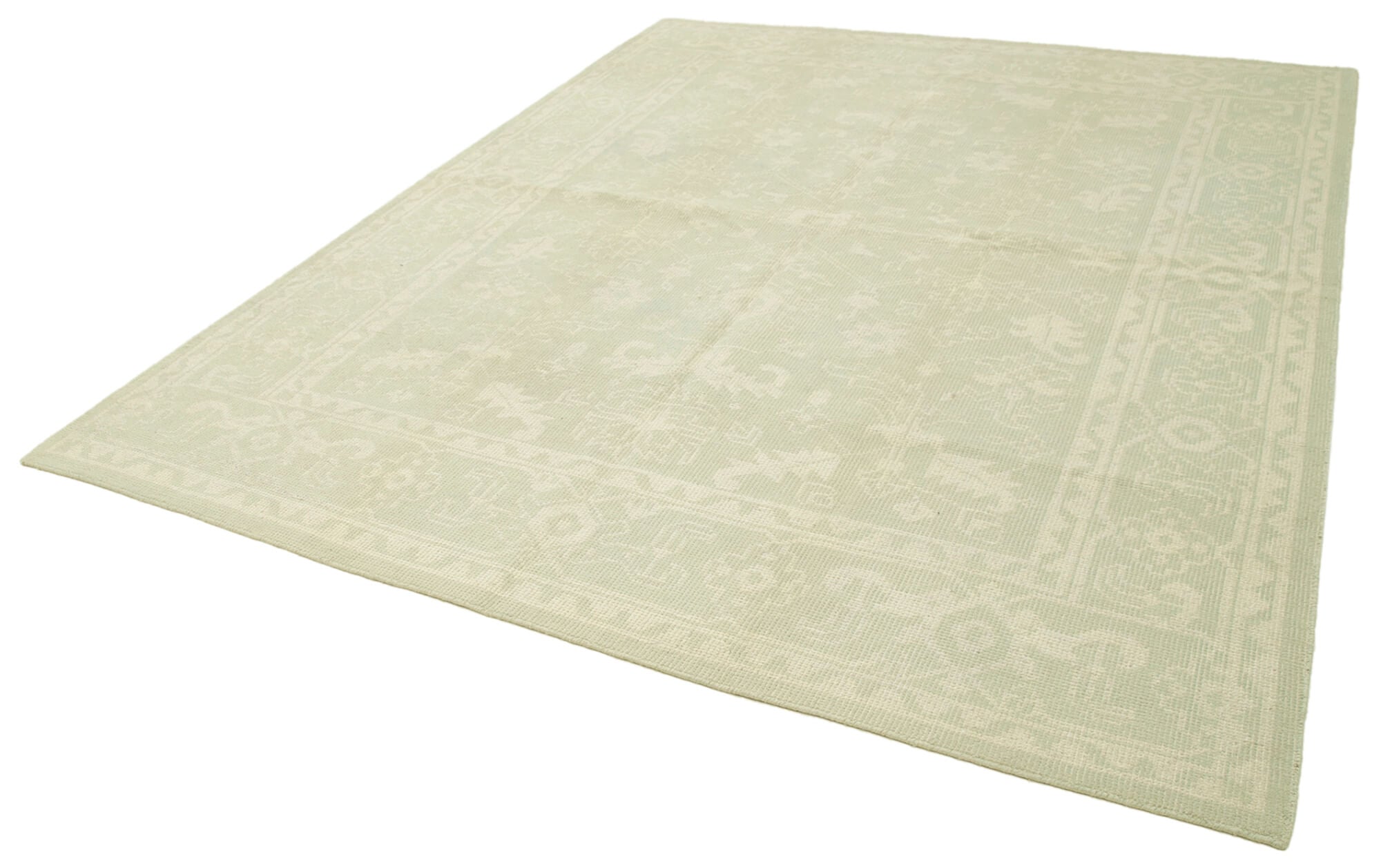 Handmade Wool Area Rug – Tebriz Classic Beige Cotton Wool Rug 7'11''x9'11''
