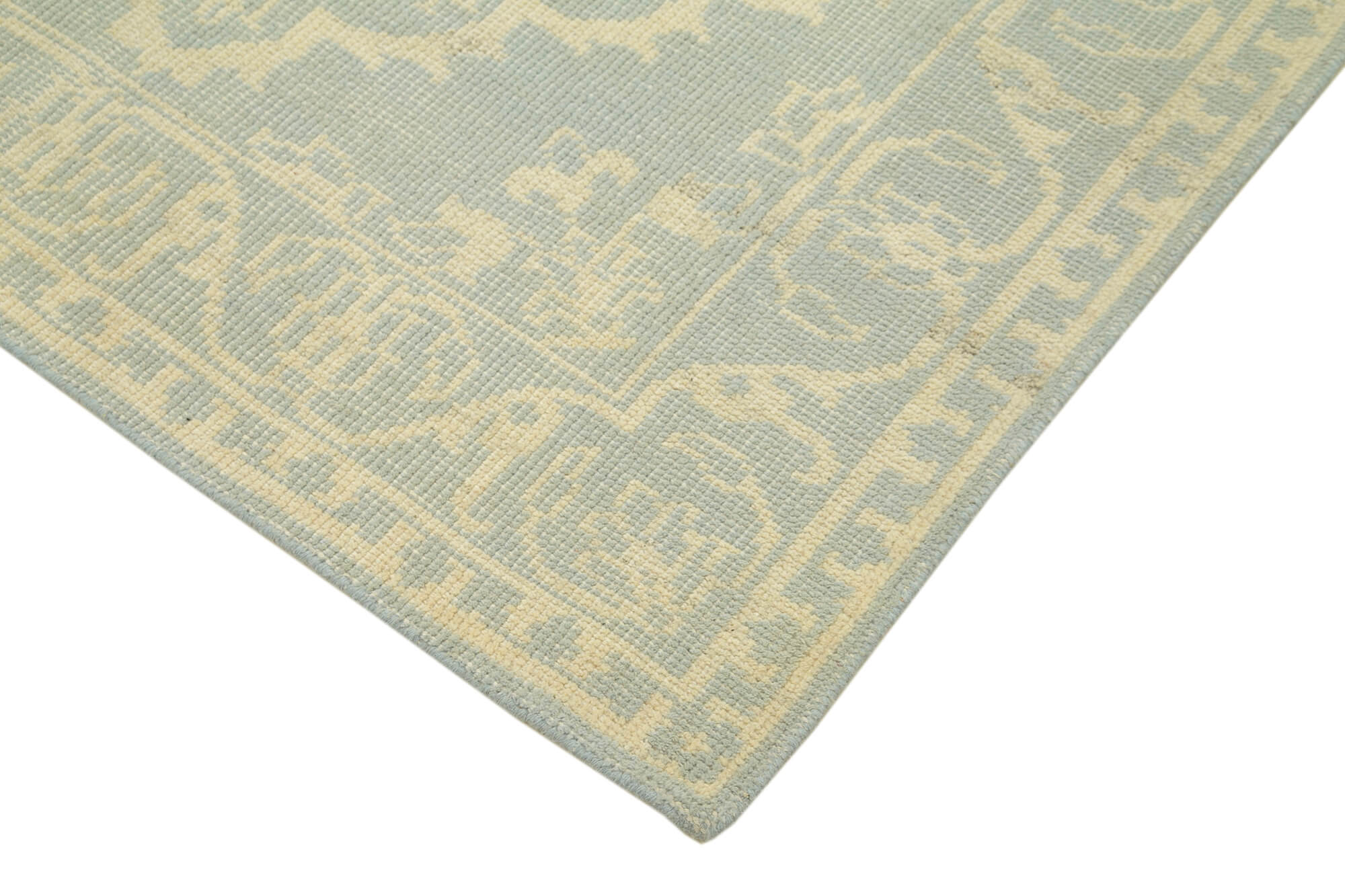 Handmade Wool Area Rug – Classic Beige Carpet, Durable Cotton Weave, 4'11''x8'1''