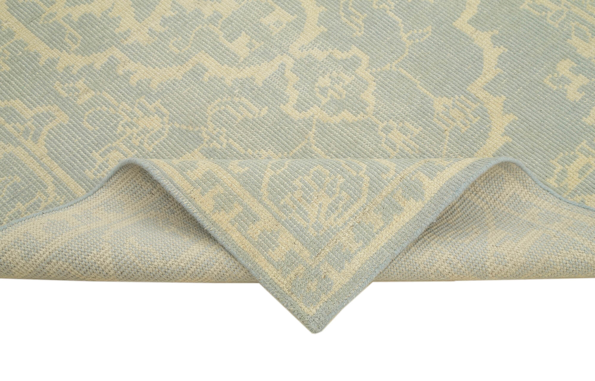 Handmade Wool Area Rug – Classic Beige Carpet, Durable Cotton Weave, 4'11''x8'1''