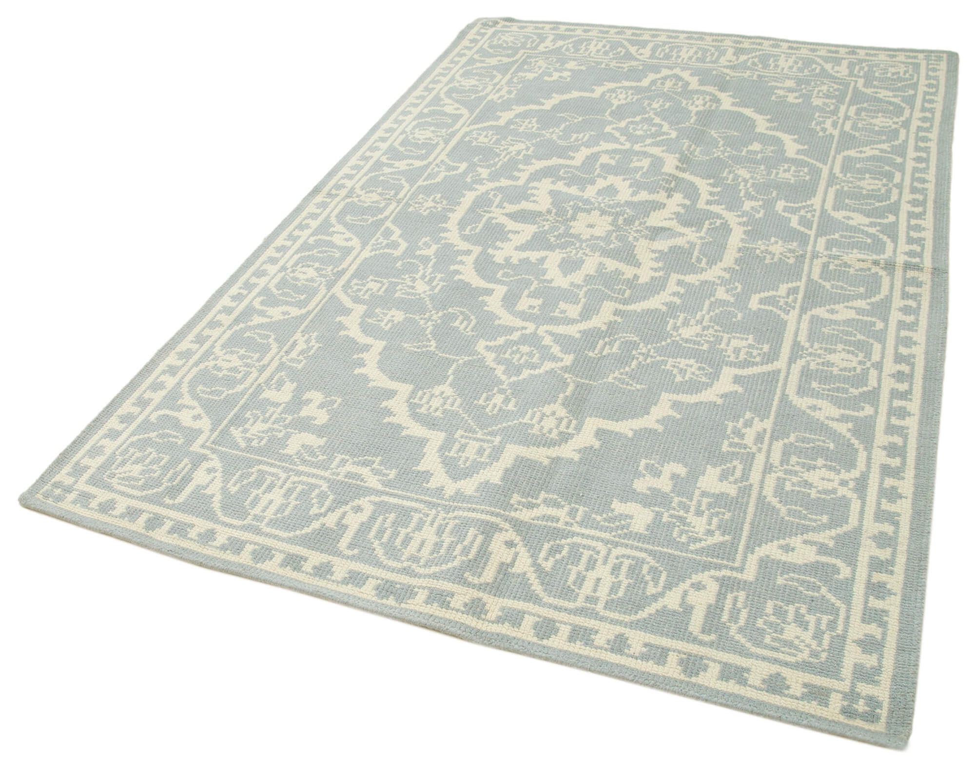 Handmade Wool Area Rug - Tebriz Beige Classic Cotton Wool Rug 5'1''x8'0''