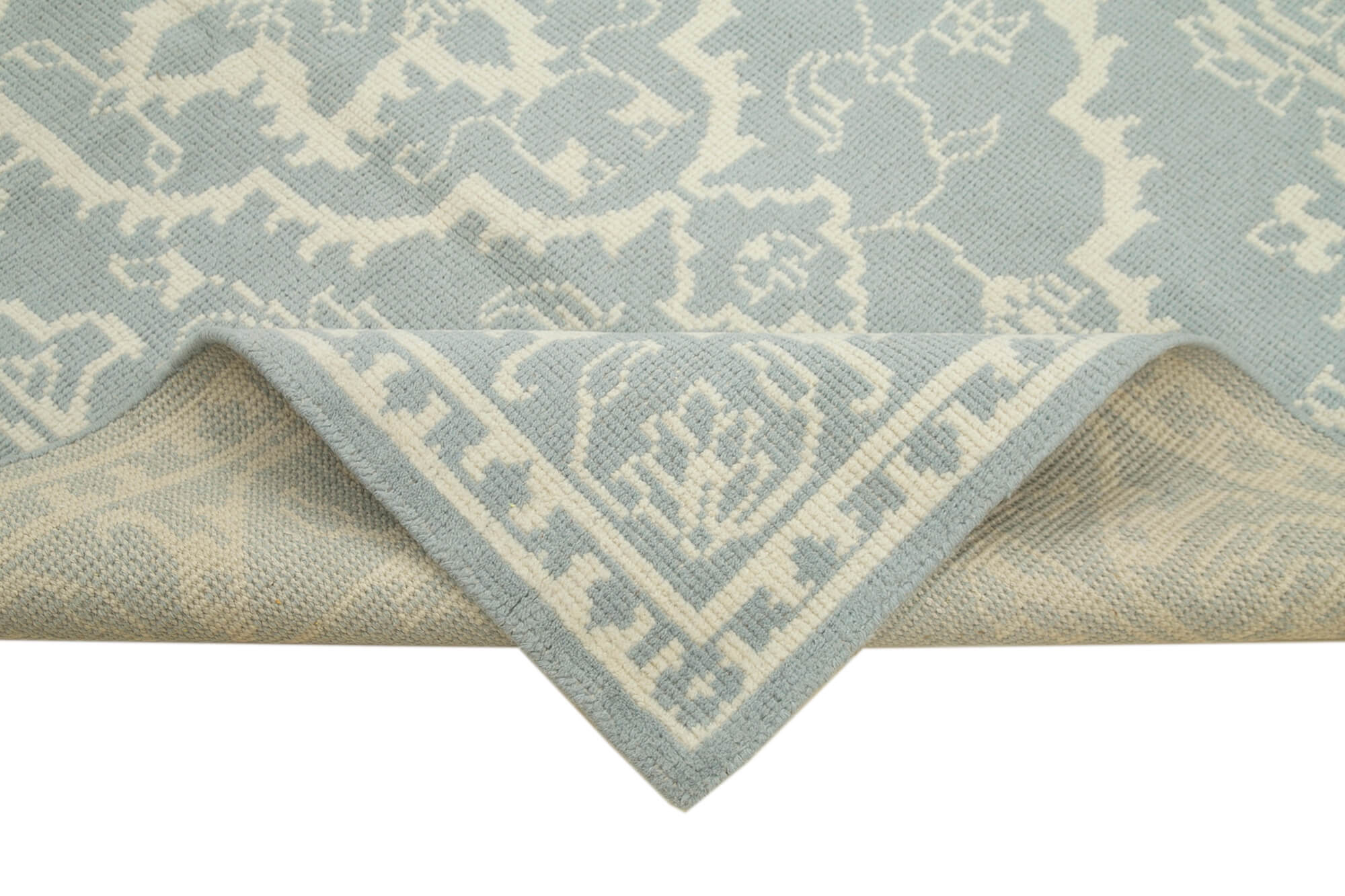 Handmade Wool Area Rug - Tebriz Beige Classic Cotton Wool Rug 5'1''x8'0''
