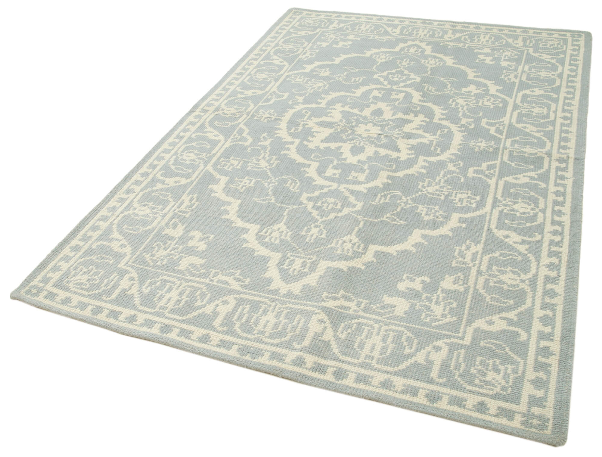 Handmade Wool Area Rug – Classic Beige Cotton Wool Rug 5'1" x 8'0" | Durable Turkish Carpet