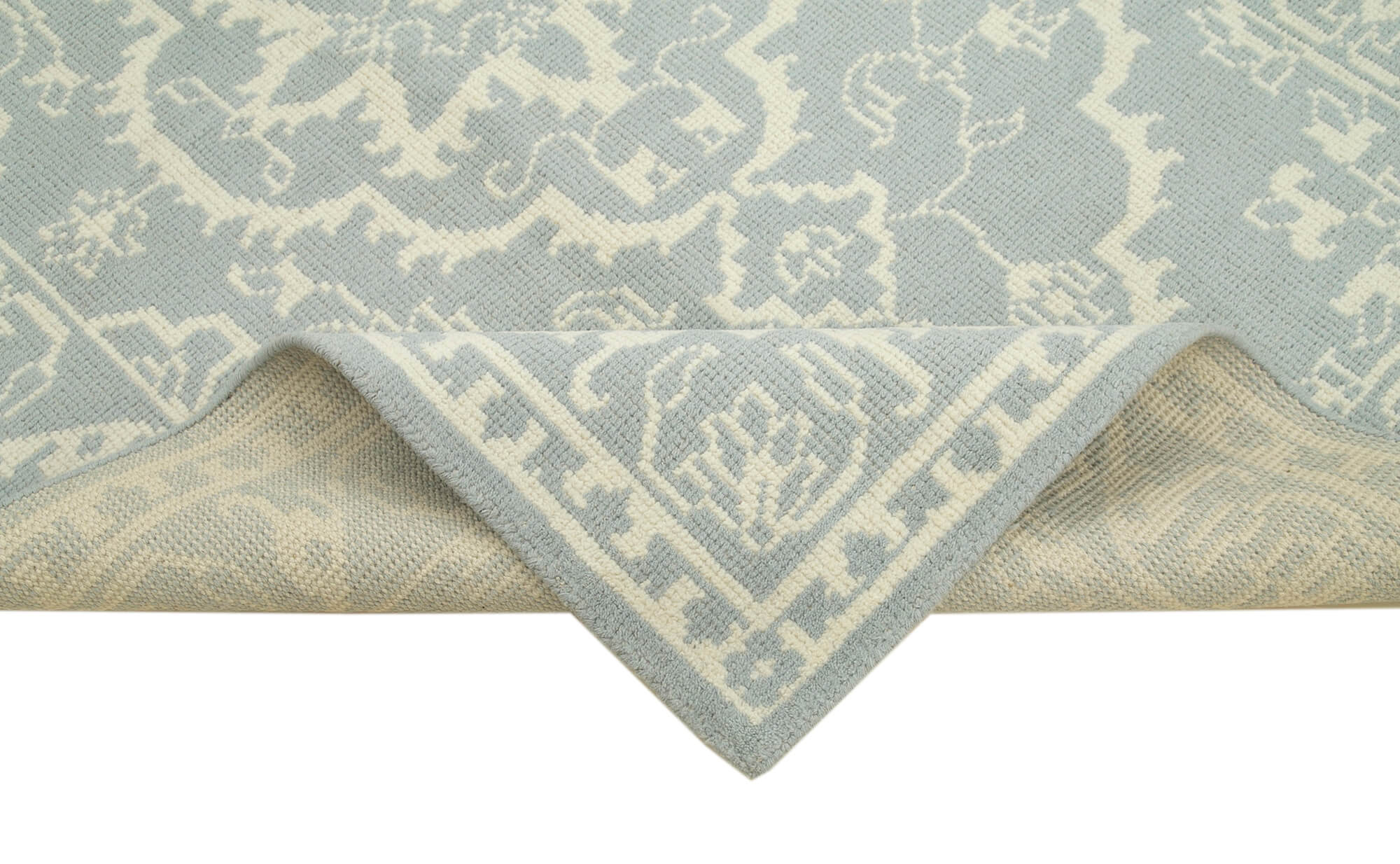 Handmade Wool Area Rug – Classic Beige Cotton Wool Rug 5'1" x 8'0" | Durable Turkish Carpet