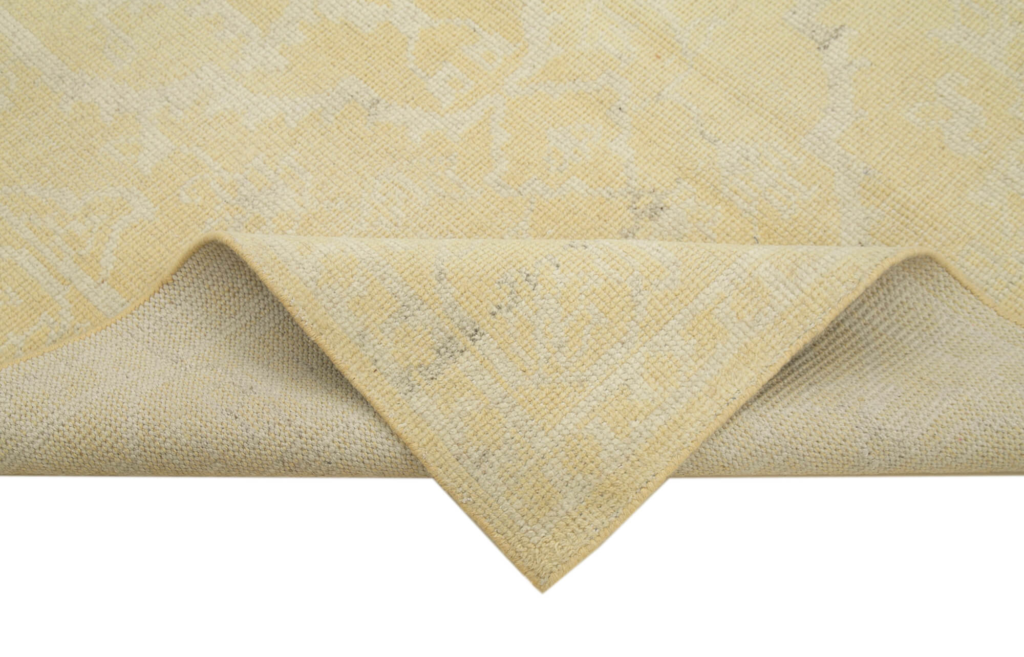 Handmade Wool Area Rug – Classic Yellow Vintage Turkish Rug 5'0''x7'10''