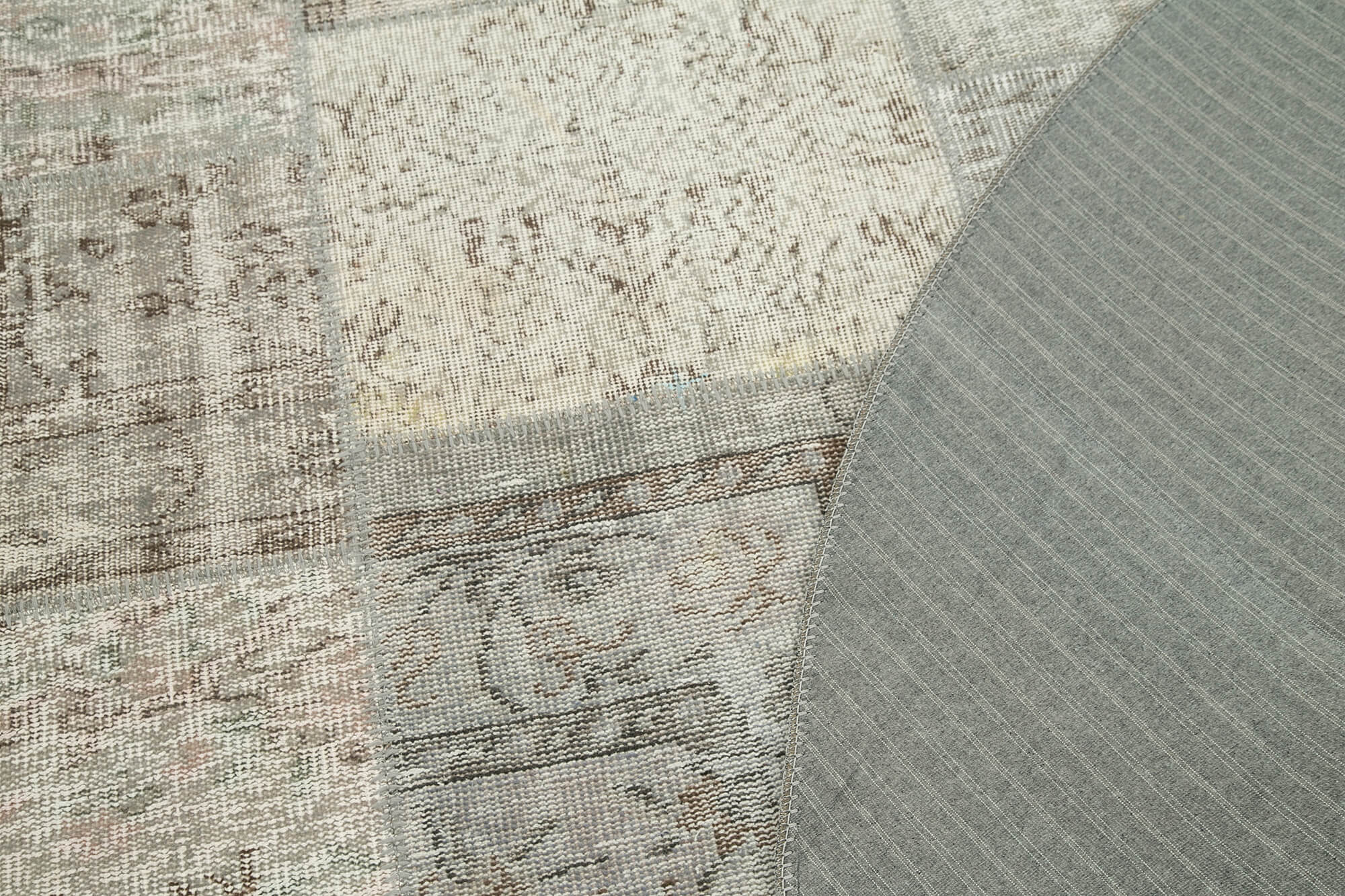 Handmade Patchwork Rug – Kirk Yama Grey Cotton Wool Area Rug 8'1'' x 8'1''