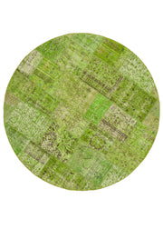 Handmade Patchwork Area Rug - Green Patchwork Carpet Cotton Wool 7'2'' x 7'2''