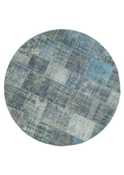 Handmade Patchwork Rug | Vintage Turkish Carpet Cotton Wool Rug 7'1'' x 7'1''