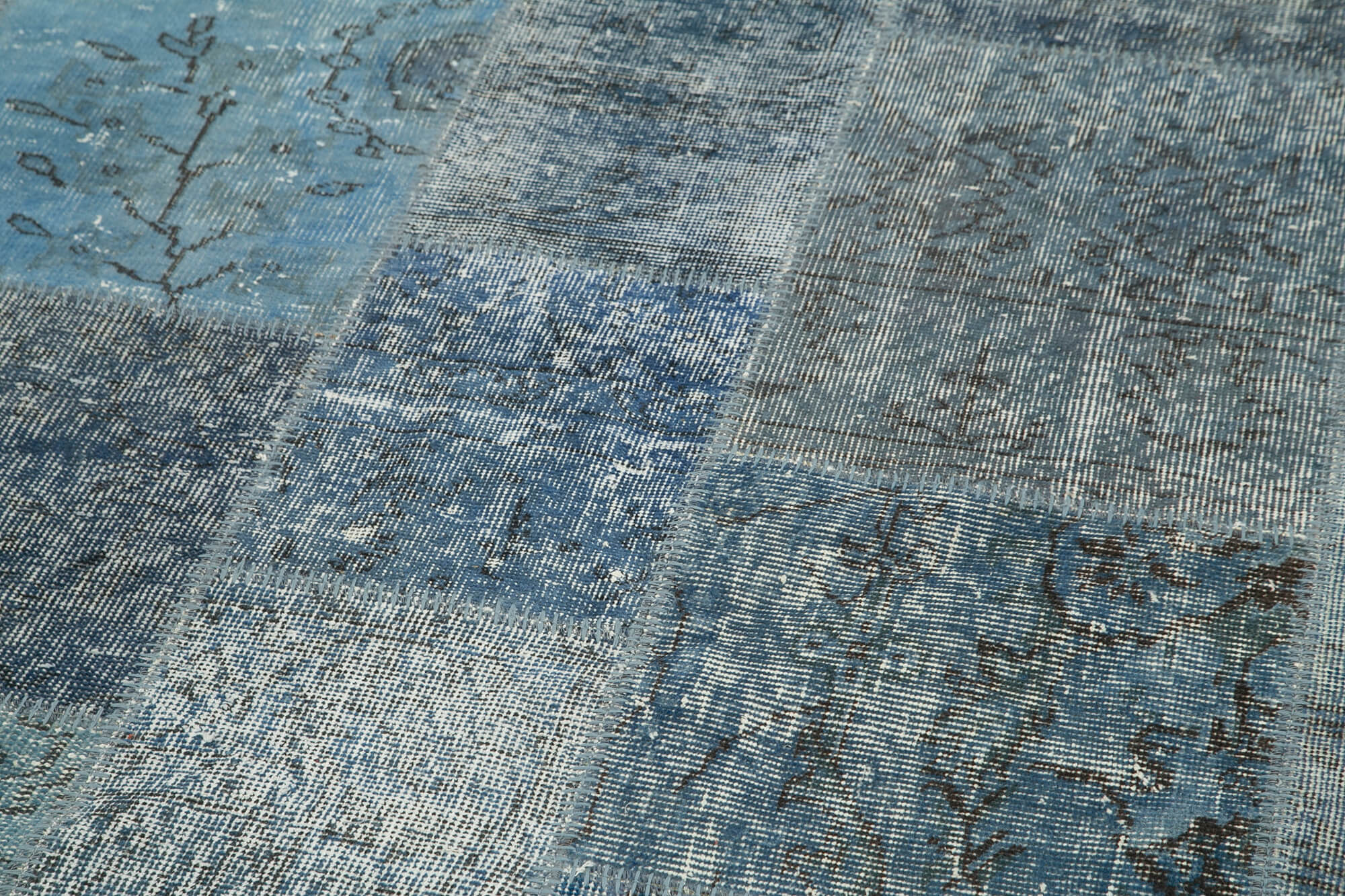 Handmade Patchwork Rug | Vintage Turkish Carpet Cotton Wool Rug 7'1'' x 7'1''