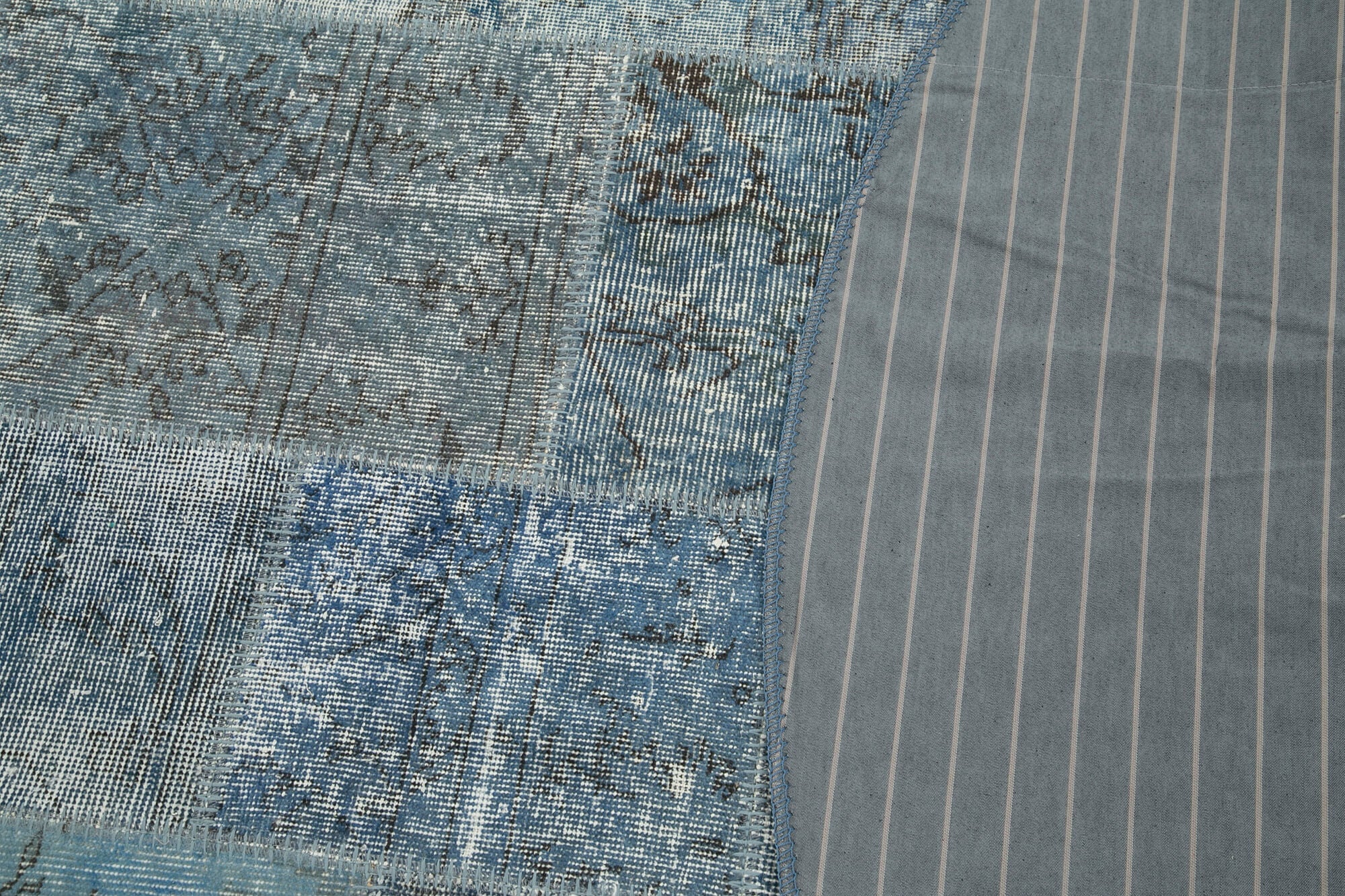 Handmade Patchwork Rug | Vintage Turkish Carpet Cotton Wool Rug 7'1'' x 7'1''