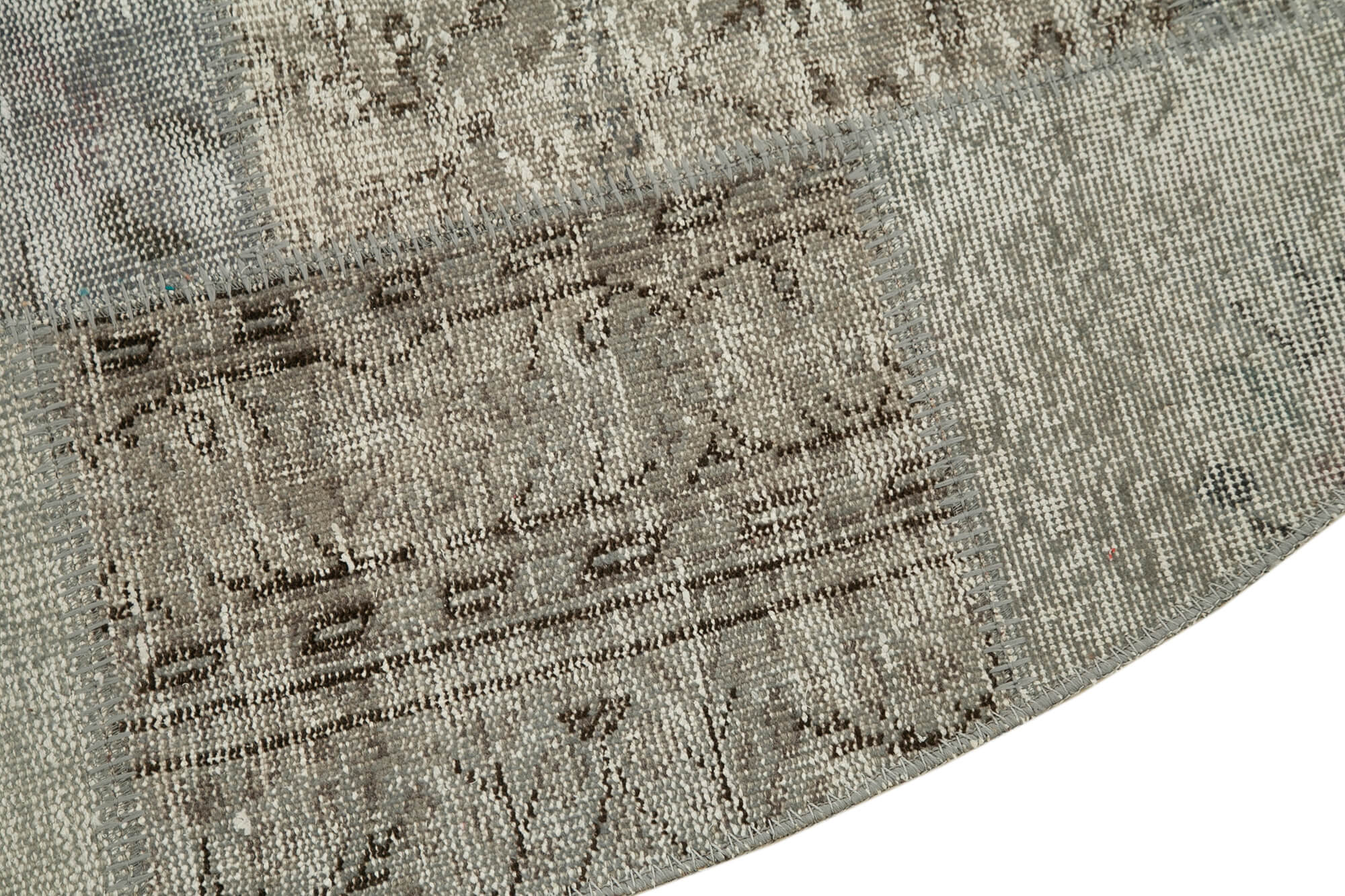 Handmade Area Rug – Kirk Yama Grey Patchwork Cotton Wool Carpet 7'1'' x 7'1''