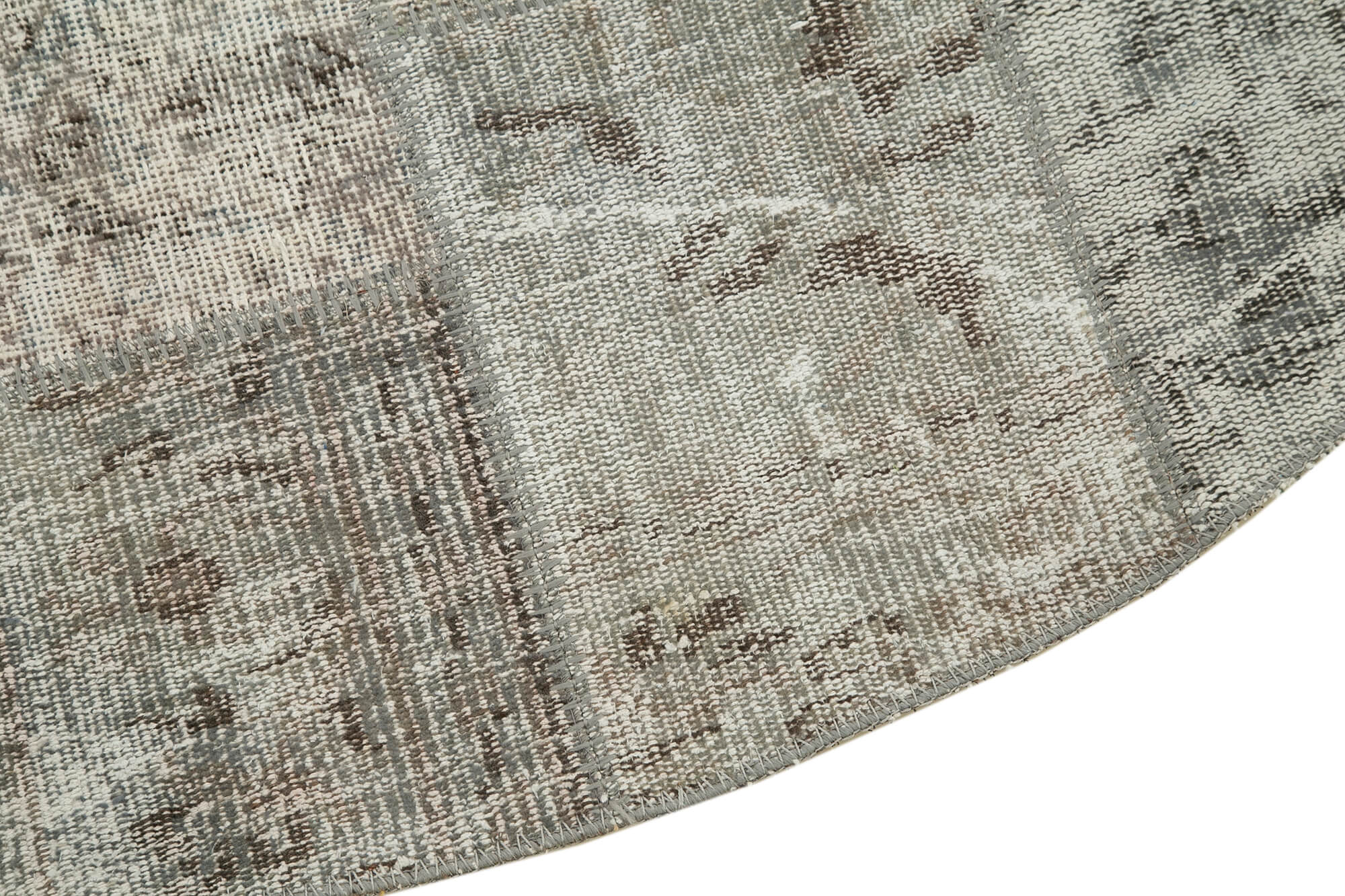 Handmade Wool Area Rug – Grey Patchwork Cotton Wool Carpet 7'1'' x 7'1''