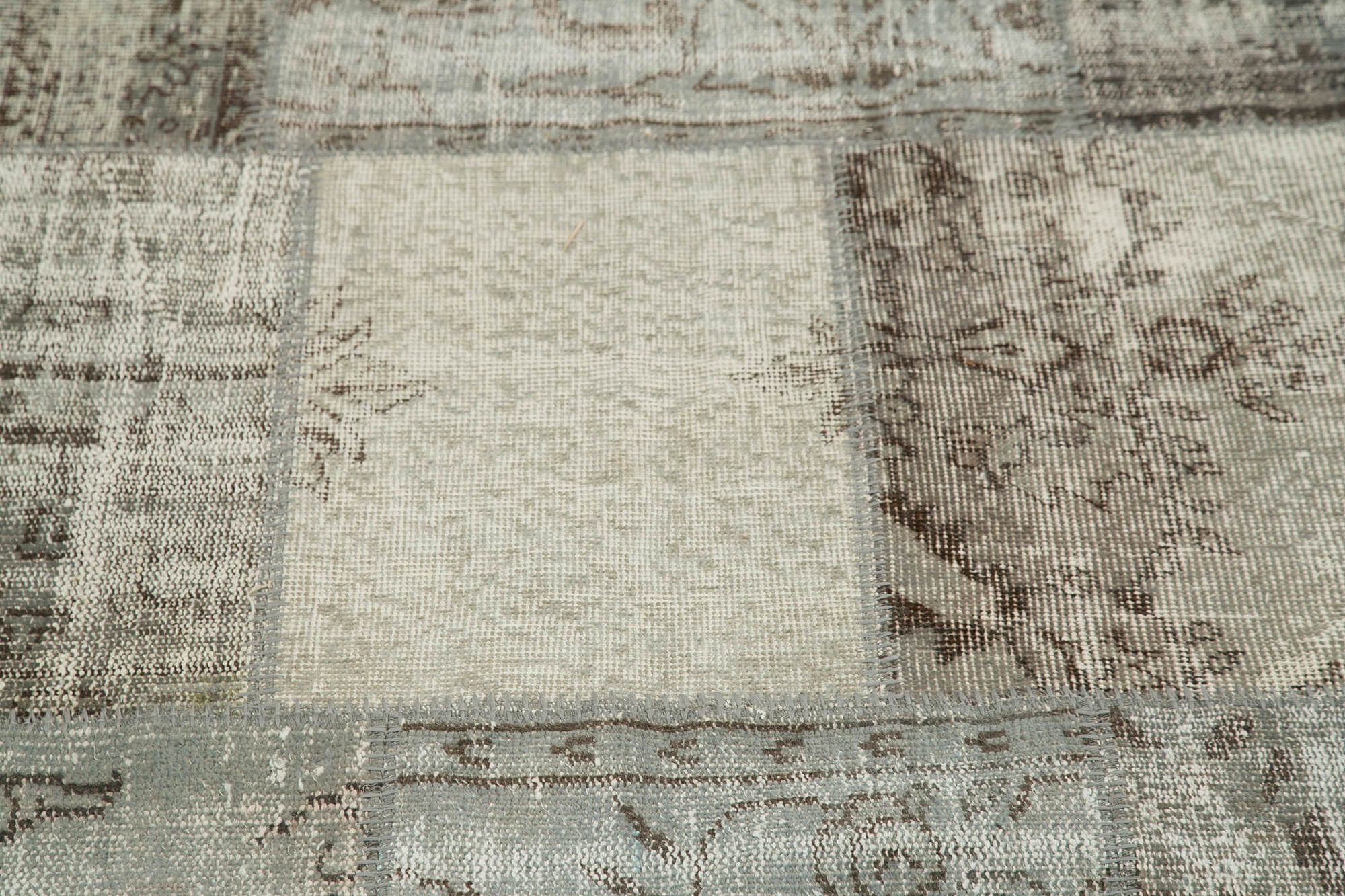 Handmade Area Rug - Kirk Yama Grey Patchwork Cotton Wool Carpet 6'7'' x 6'7''