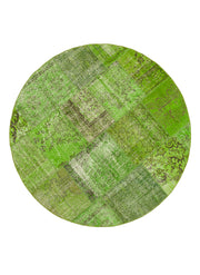 Handmade Area Rug - Kirk Yama Green Patchwork Cotton Wool Carpet 6'7''x6'7''