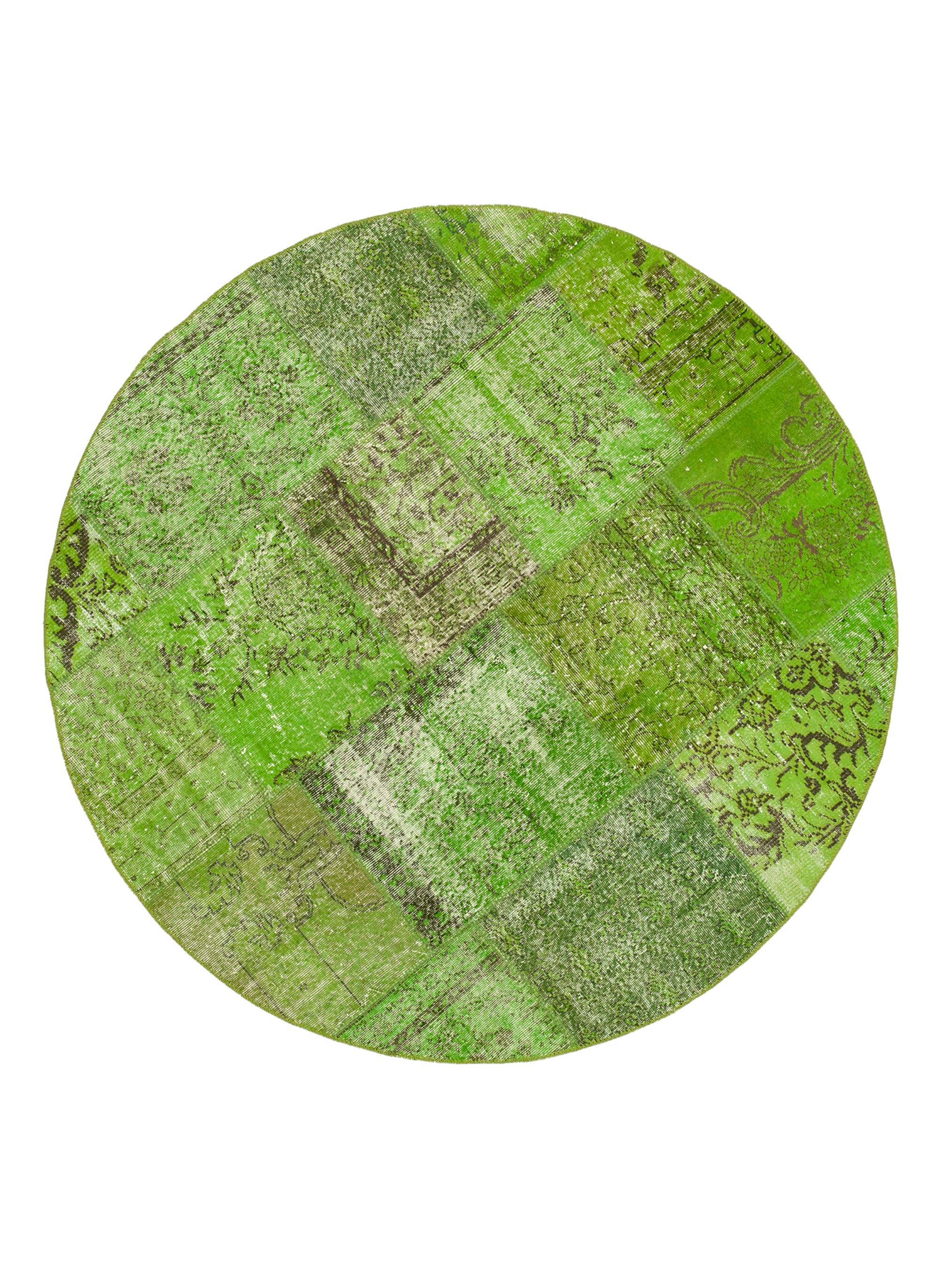Handmade Area Rug - Kirk Yama Green Patchwork Cotton Wool Carpet 6'7''x6'7''