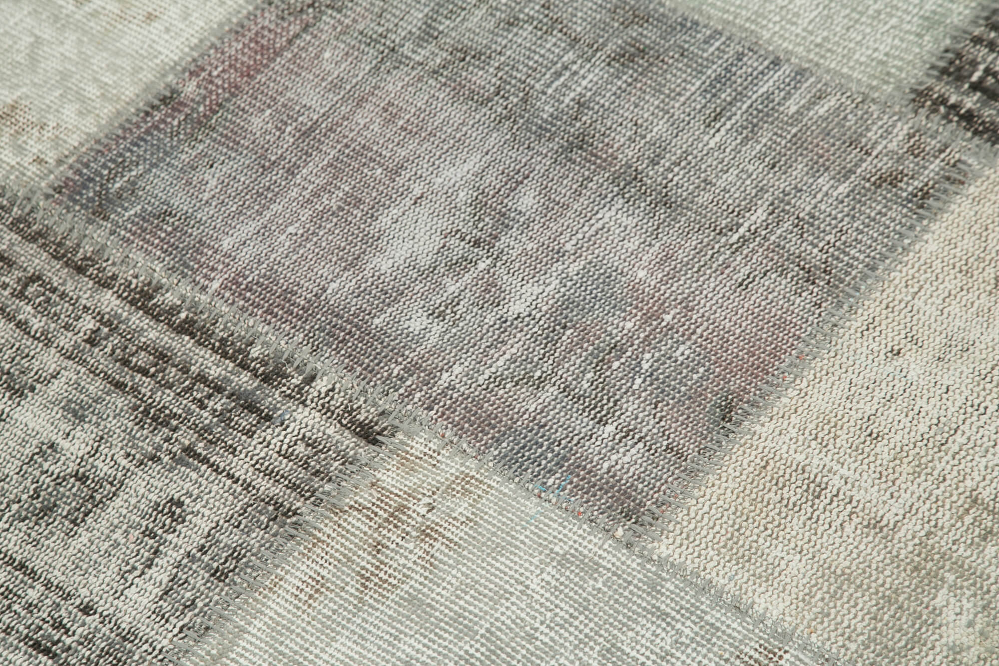 Handmade Area Rug – Grey Patchwork Turkish Wool Carpet 4'11'' x 4'11'' Vintage