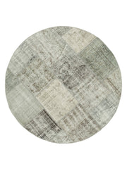 Handmade Patchwork Rug - Kirk Yama Grey Cotton Wool Vintage Area Rug 4'11''x4'11''