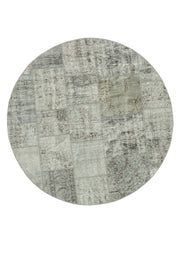 Handmade Patchwork Rug – Grey Patchwork Carpet Cotton Wool Area Rug 4'11'' x 4'11''