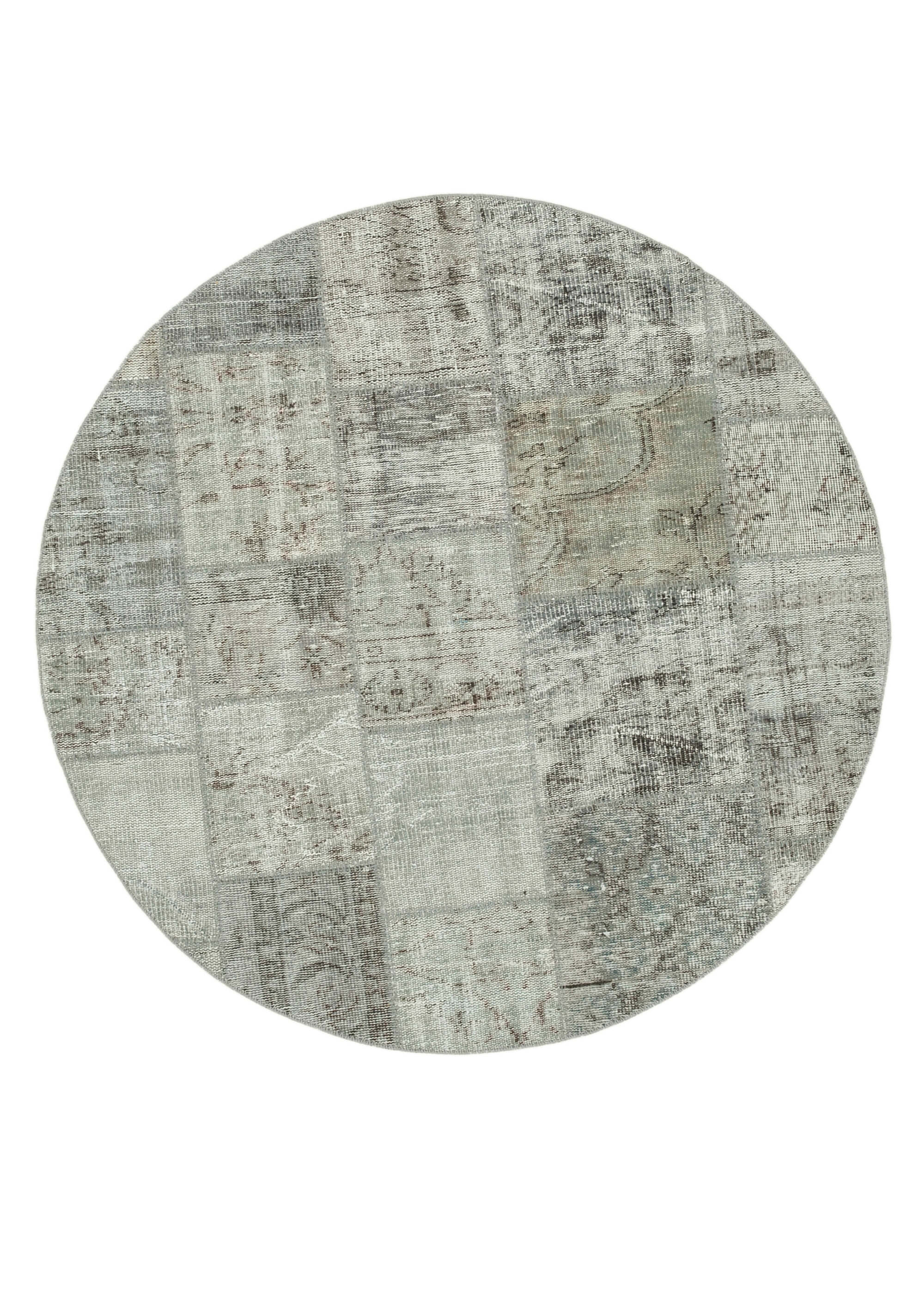 Handmade Patchwork Rug – Grey Patchwork Carpet Cotton Wool Area Rug 4'11'' x 4'11''