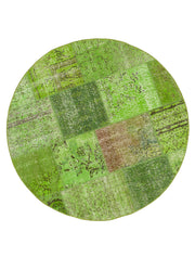 Handmade Patchwork Rug – Kirk Yama Green Area Rug 4'11'' x 4'11'' Cotton Wool Carpet