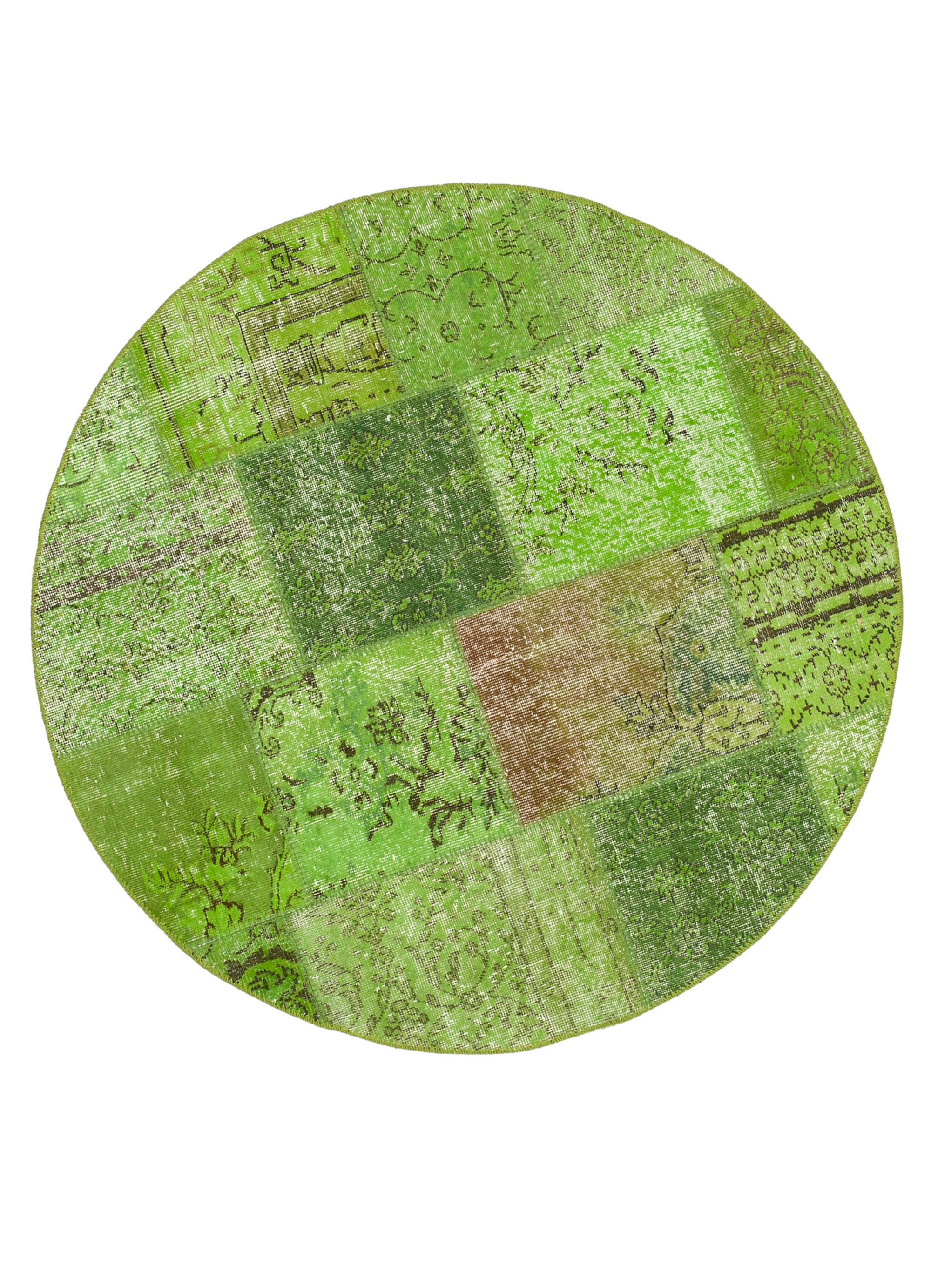 Handmade Patchwork Rug – Kirk Yama Green Area Rug 4'11'' x 4'11'' Cotton Wool Carpet