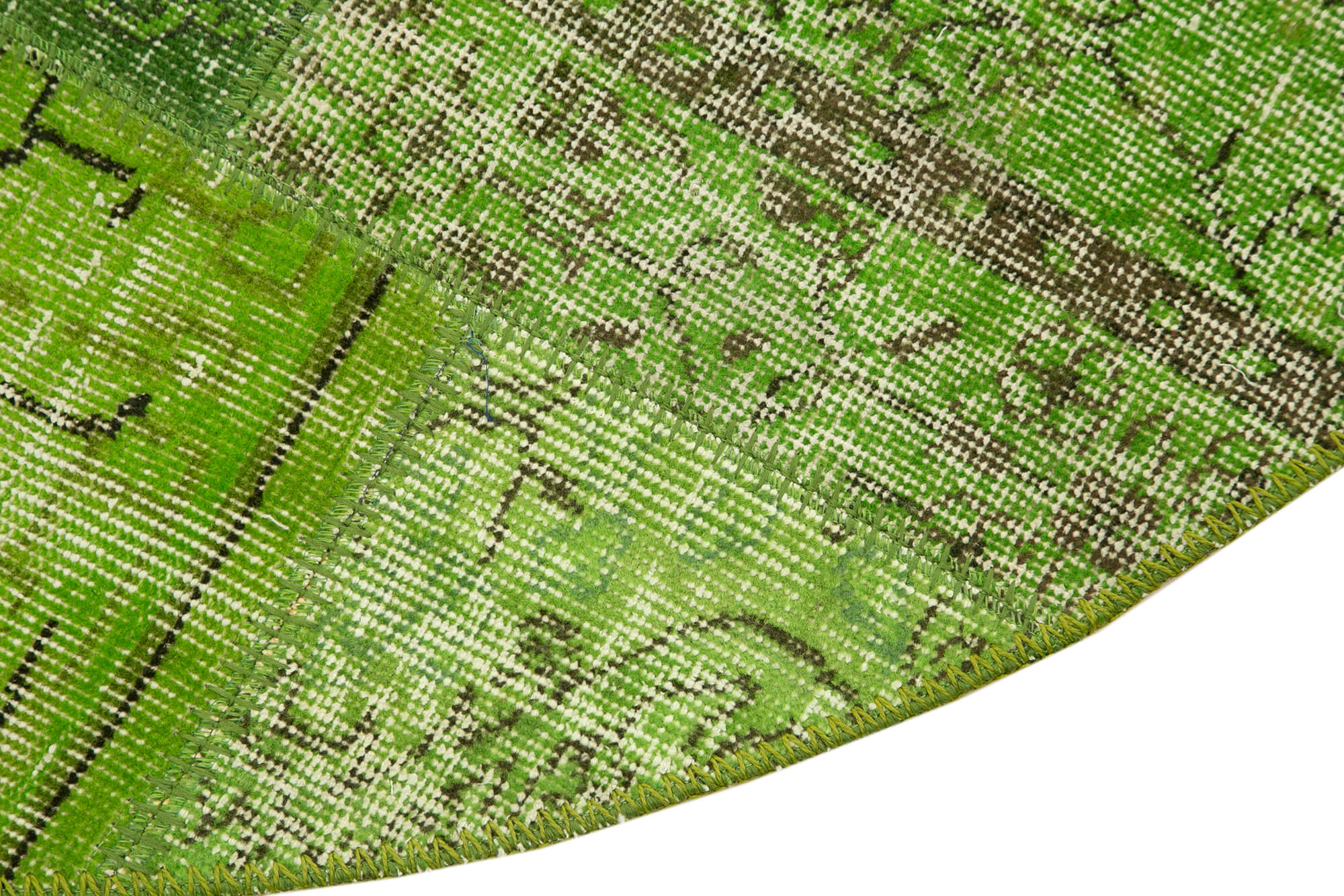 Handmade Patchwork Rug – Kirk Yama Green Area Rug 4'11'' x 4'11'' Cotton Wool Carpet