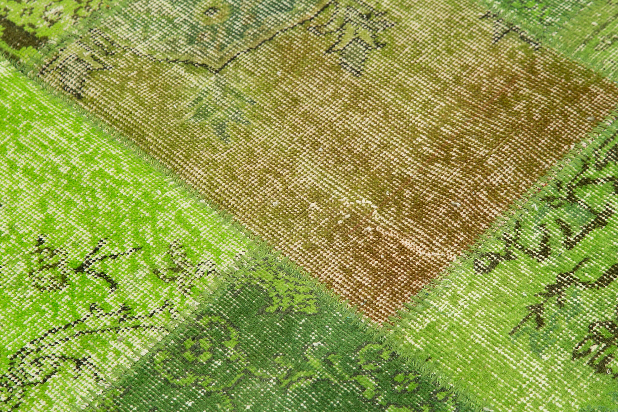 Handmade Patchwork Rug – Kirk Yama Green Area Rug 4'11'' x 4'11'' Cotton Wool Carpet