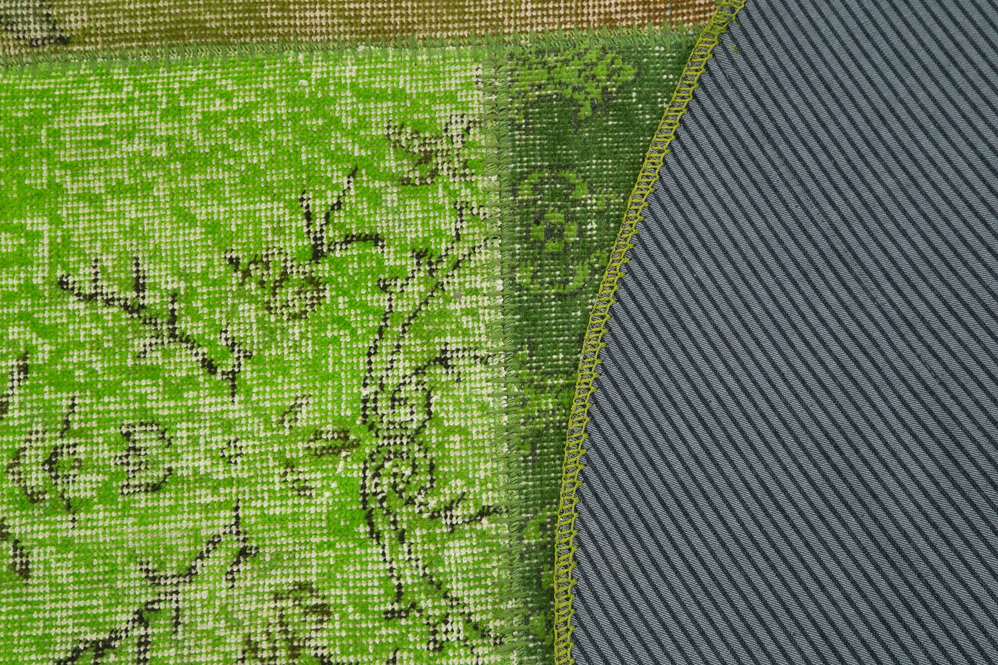 Handmade Patchwork Rug – Kirk Yama Green Area Rug 4'11'' x 4'11'' Cotton Wool Carpet