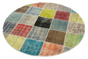 Handmade Patchwork Rug | Vintage Turkish Carpet Cotton Wool Carpet 4x4