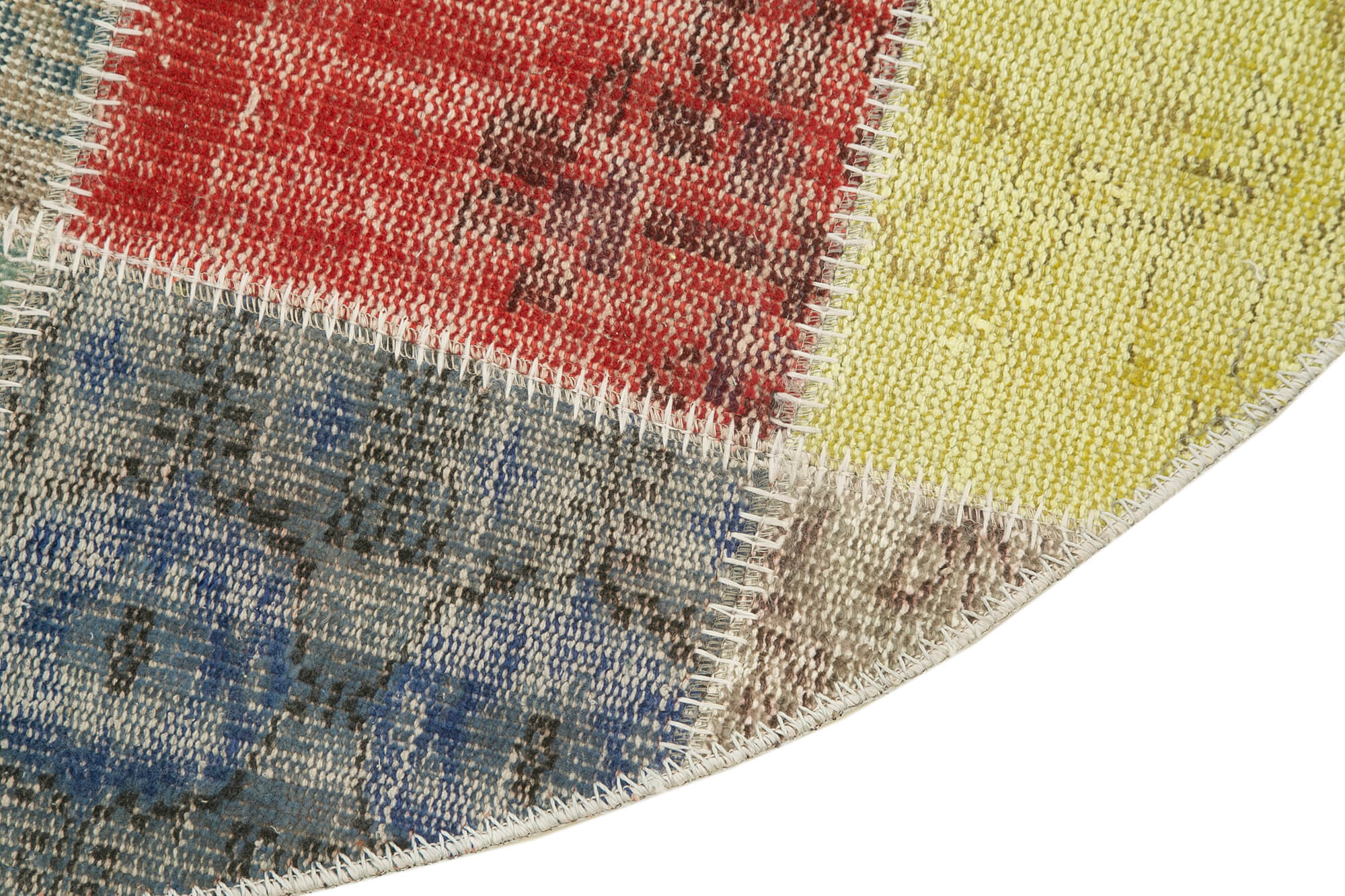 Handmade Patchwork Rug | Vintage Turkish Carpet Cotton Wool Carpet 4x4