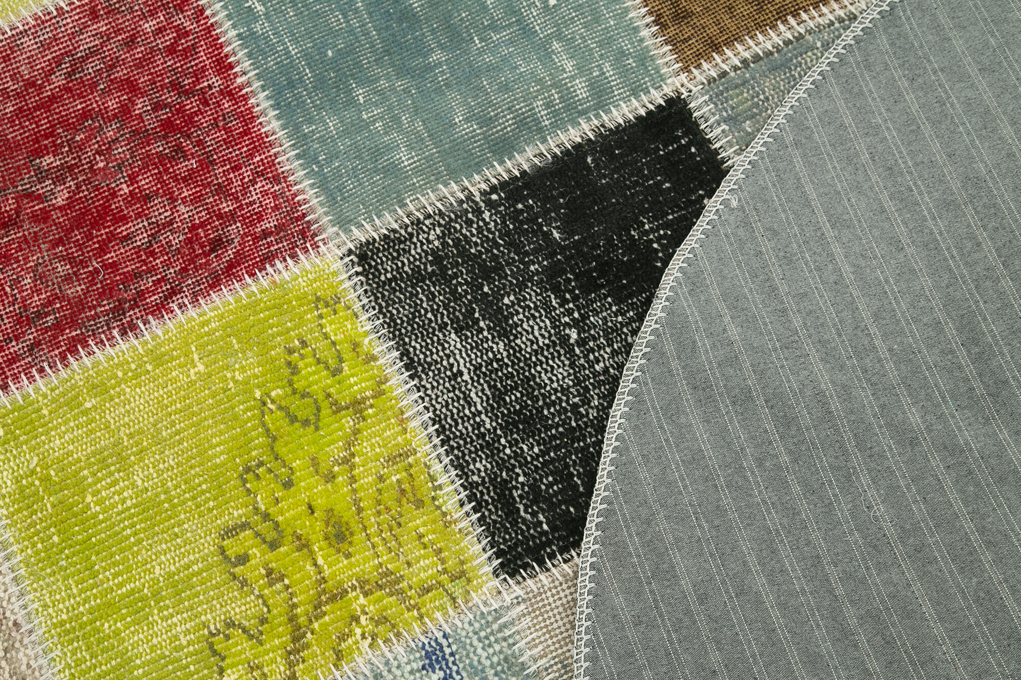 Handmade Patchwork Rug | Vintage Turkish Carpet Cotton Wool Carpet 4x4