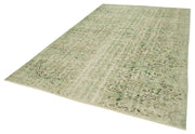 Handmade Wool Area Rug - Vintage Cotton Rug Green 7'3'' x 11'0'' Classic Living Room