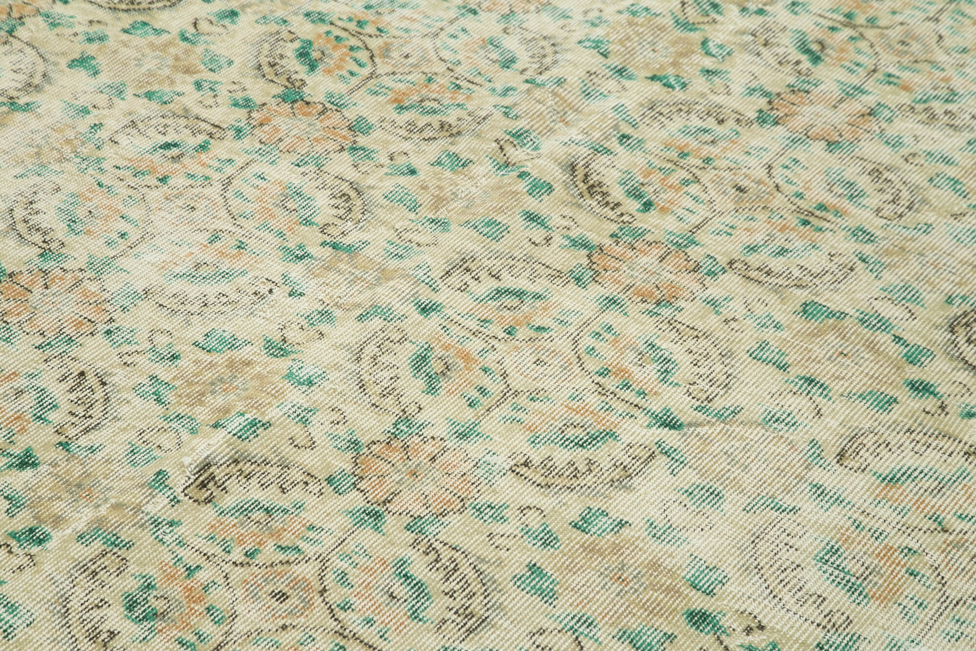 Handmade Vintage Area Rug – Neutral Beige Wool Cotton, Turkish Hand Knotted 6'11''x10'1''