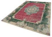 Handmade Wool Area Rug – Vintage Cotton Rug 7'0''x10'1'' Beige Bohemian Style