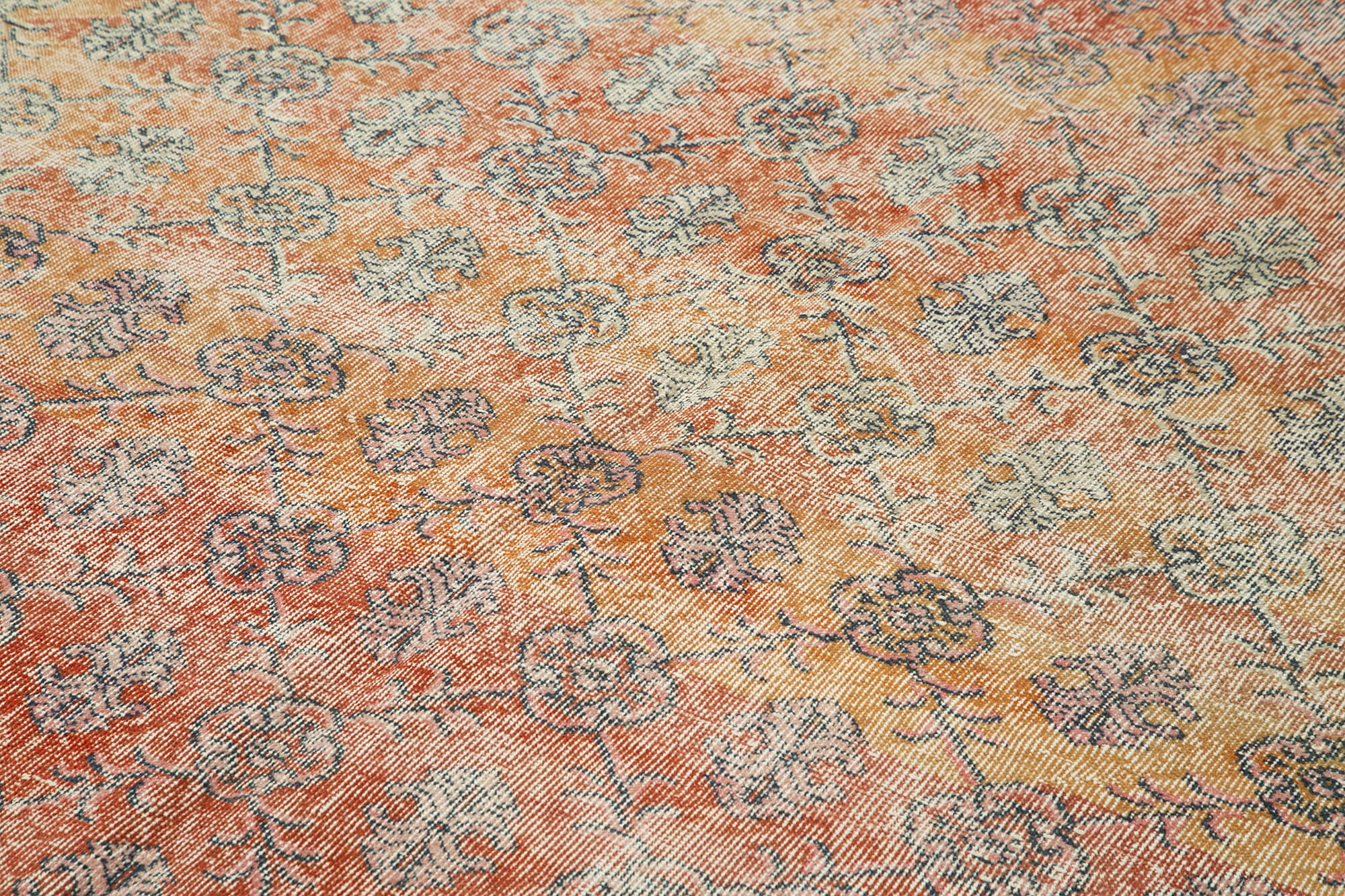 Handmade Wool Area Rug – Vintage Cotton Rug 7'1''x10'10'' Beige Turkish Carpet