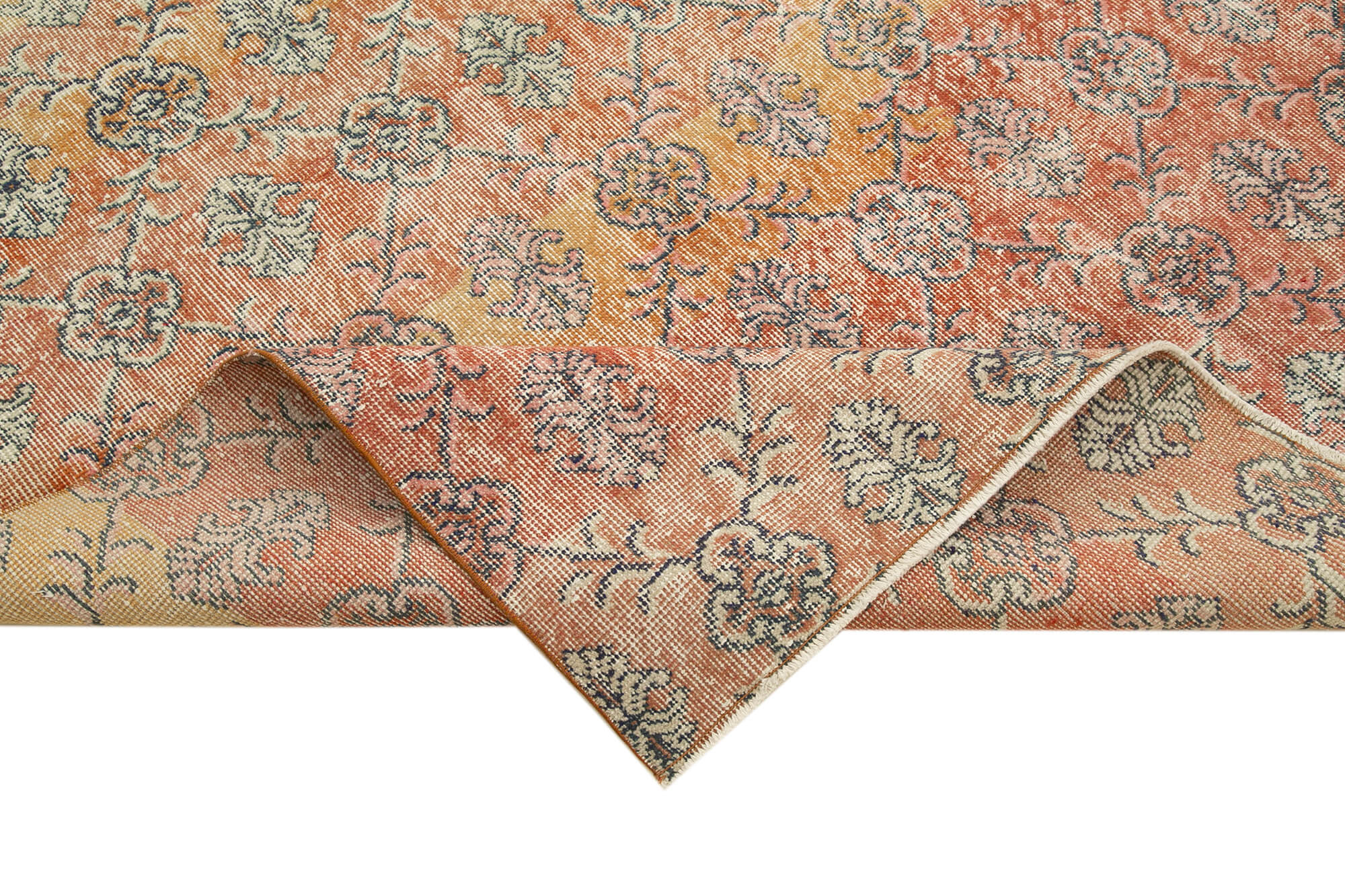 Handmade Wool Area Rug – Vintage Cotton Rug 7'1''x10'10'' Beige Turkish Carpet