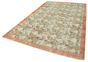 Handmade Wool Area Rug - Vintage Cotton Rug Beige 6'8'' x 10'6'' Soft Wool Texture