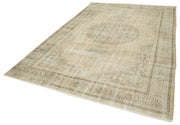 Handmade Wool Area Rug – Vintage Cotton Rug | Beige Boho Style Carpet 6'10''x10'6''