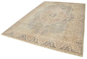 Vintage Cotton Wool Rug – Handmade Area Rug 7'4'' x 10'4'' Beige Wool Turkish Carpet