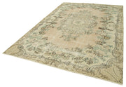Handmade Wool Area Rug - Vintage Cotton Rug Beige Area Carpet 6'11" x 10'2"